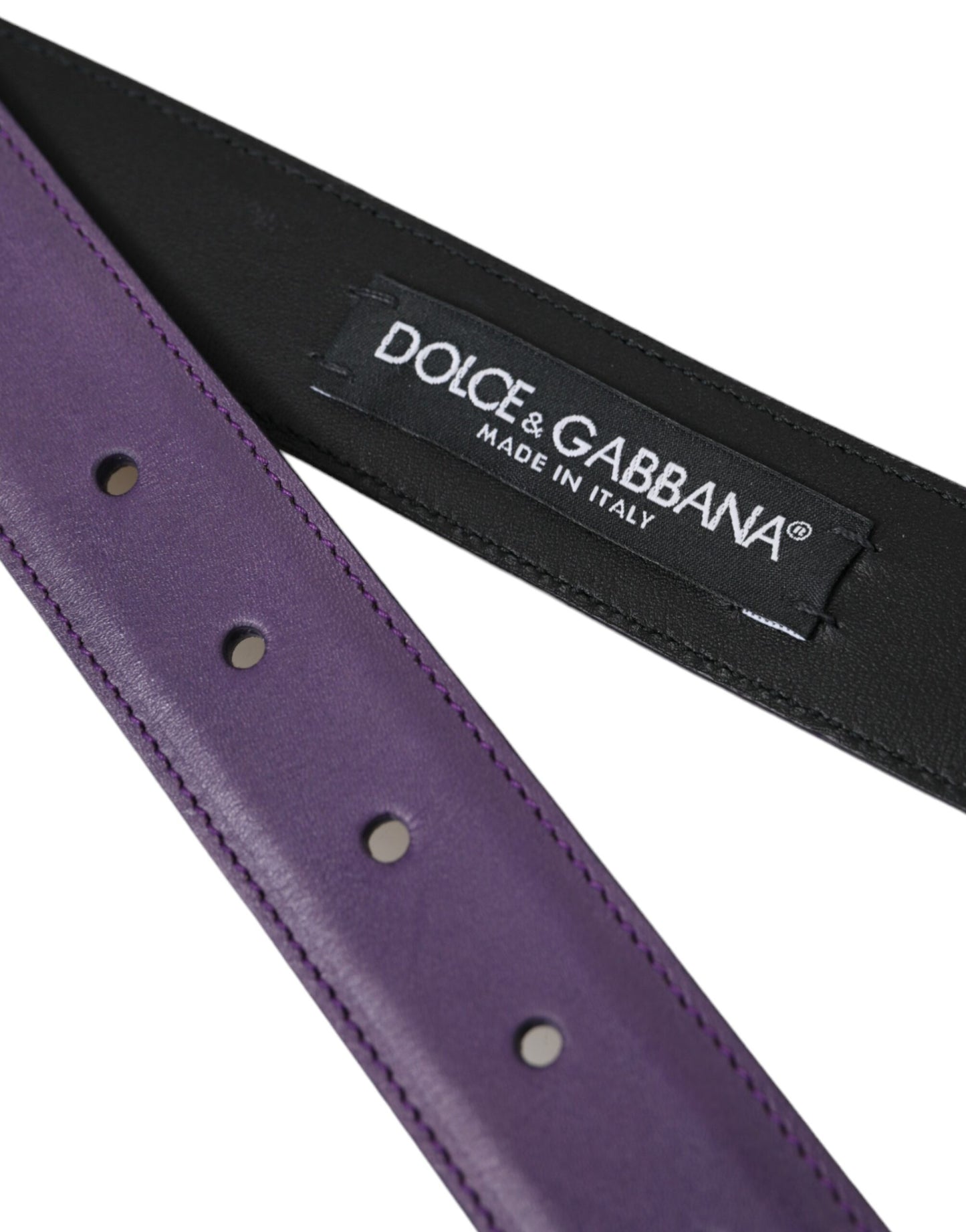 Ceinture Dolce & Gabbana en cuir violet avec boucle en métal doré pour homme