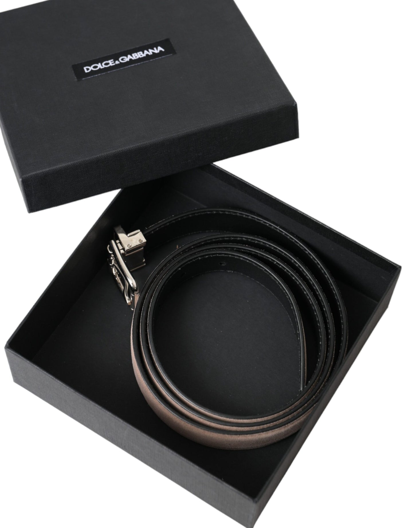 Ceinture Dolce & Gabbana en daim beige avec boucle argentée pour homme