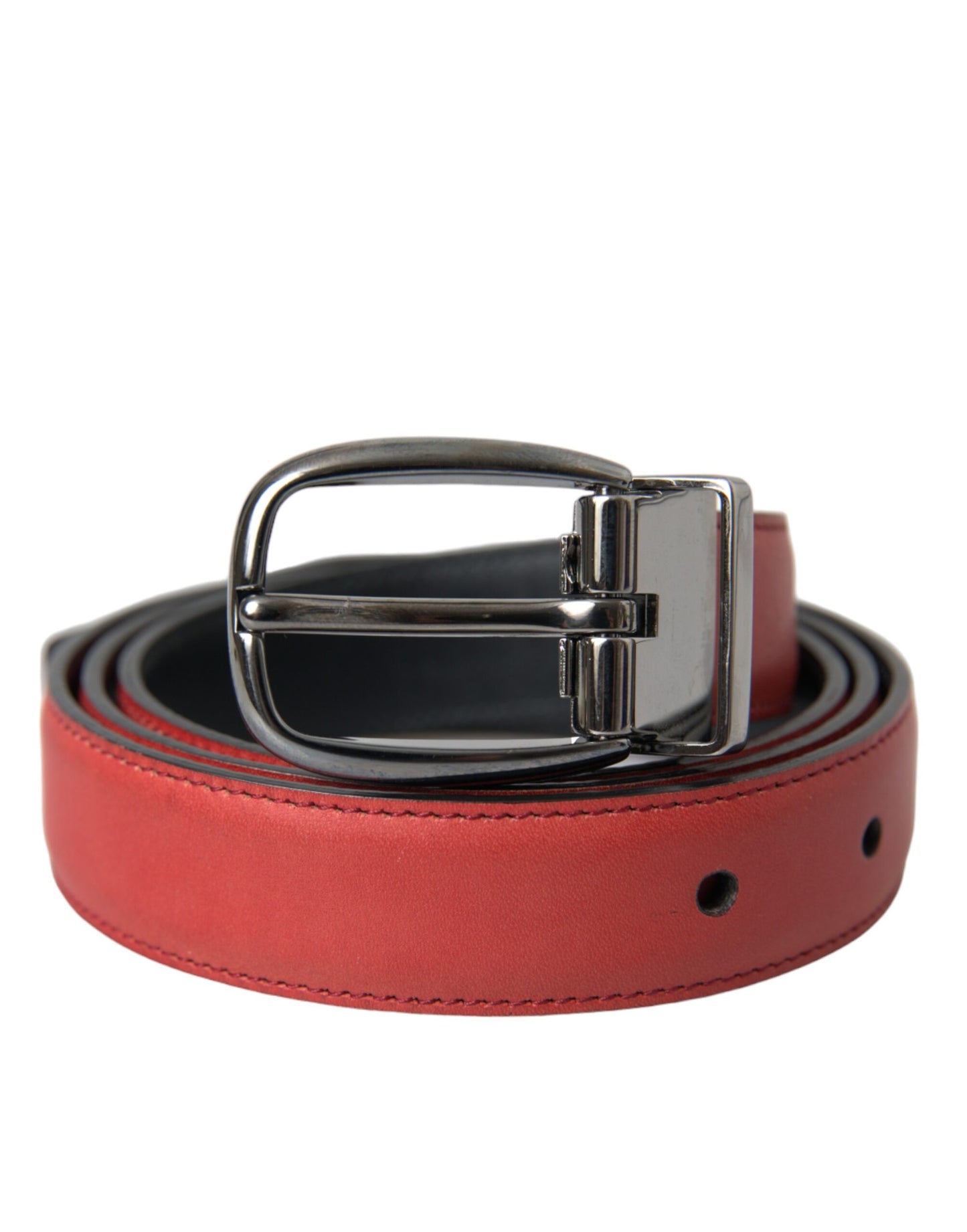 Ceinture Dolce & Gabbana en cuir rouge avec boucle en métal argenté pour homme