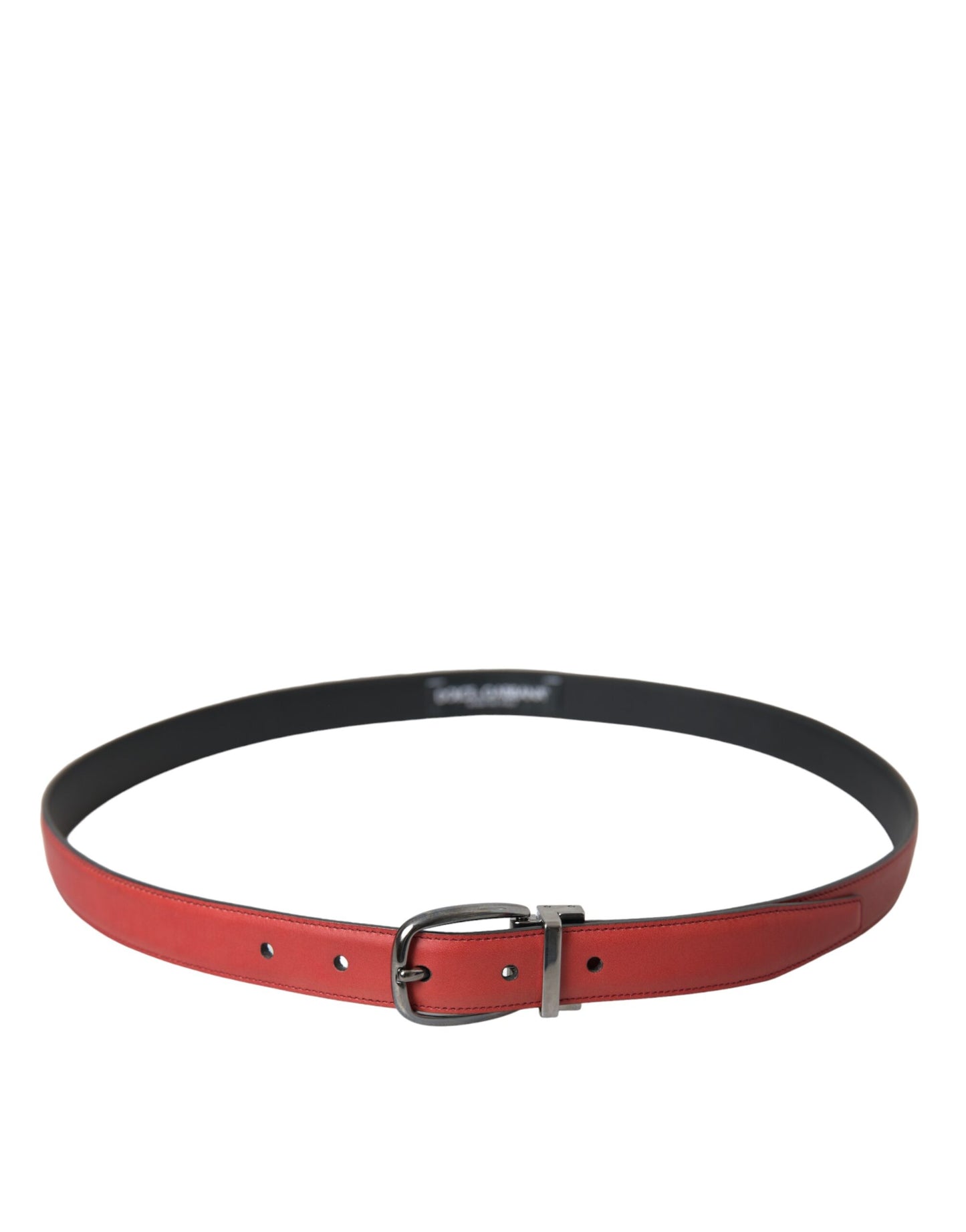 Ceinture Dolce & Gabbana en cuir rouge avec boucle en métal argenté pour homme