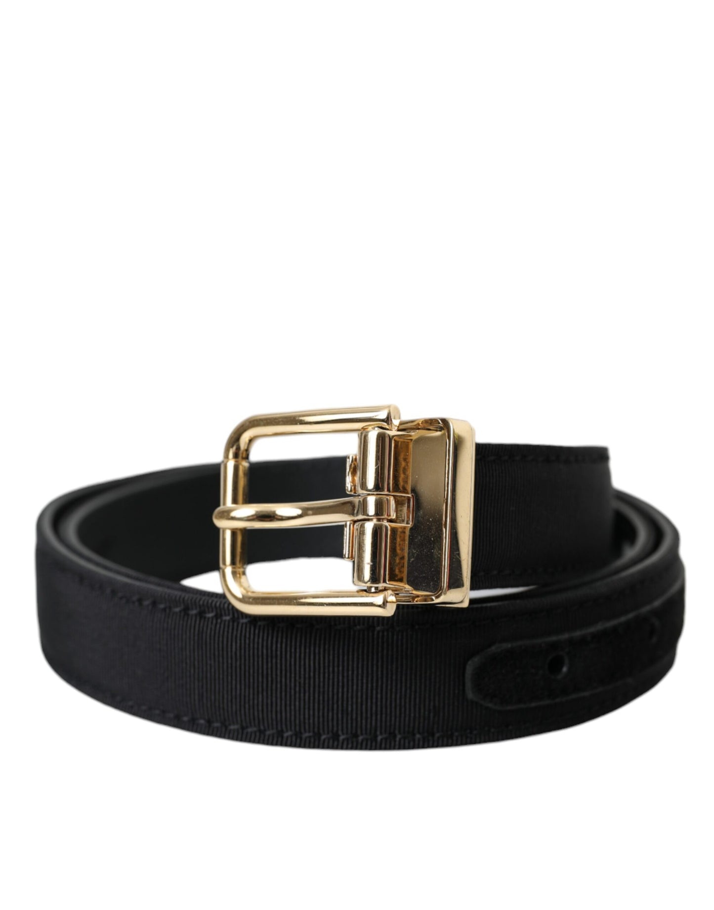 Ceinture Dolce & Gabbana en gros-grain noir avec boucle en métal doré pour homme
