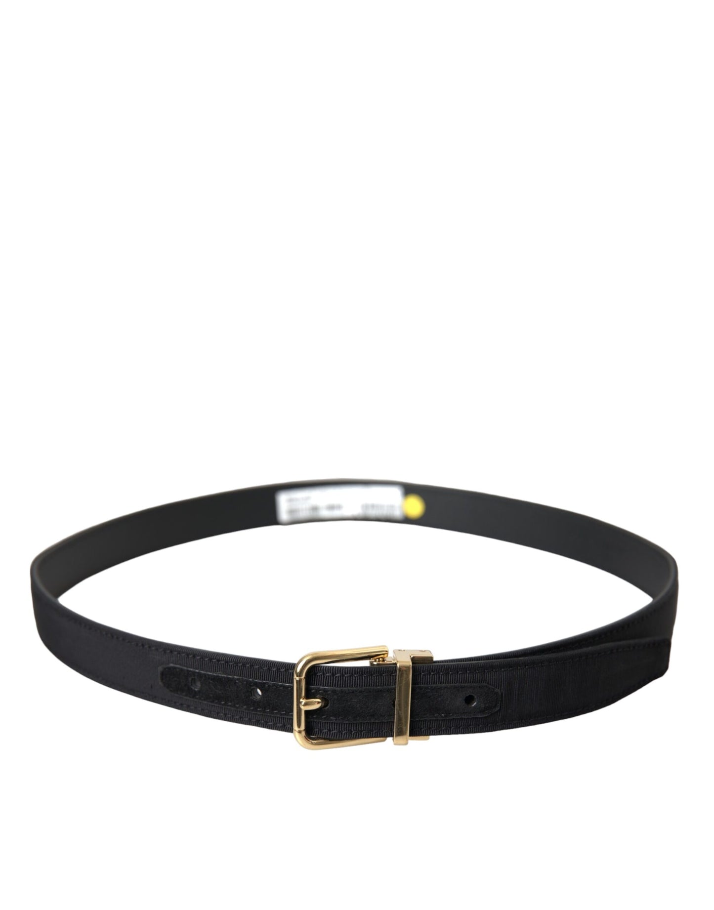 Ceinture Dolce & Gabbana en gros-grain noir avec boucle en métal doré pour homme
