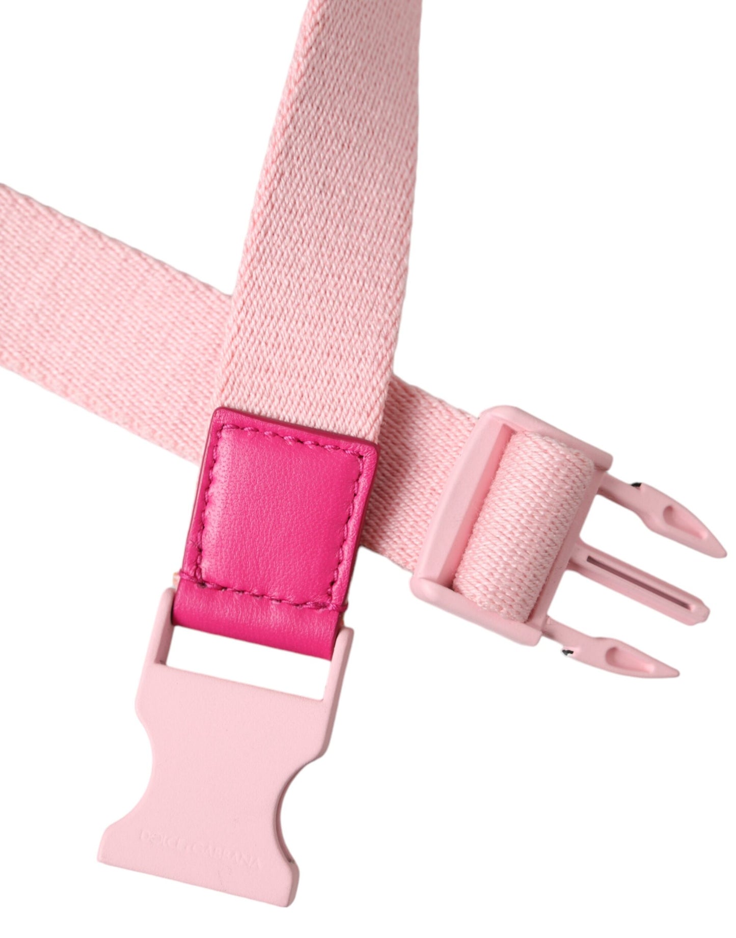 Ceinture Dolce & Gabbana en toile extensible rose avec boucle en plastique pour femme