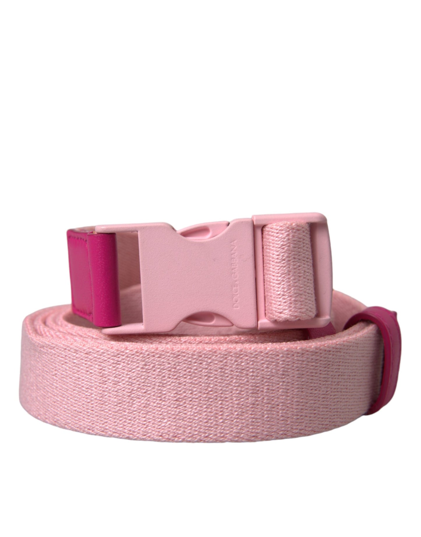 Ceinture Dolce & Gabbana en toile extensible rose avec boucle en plastique pour femme