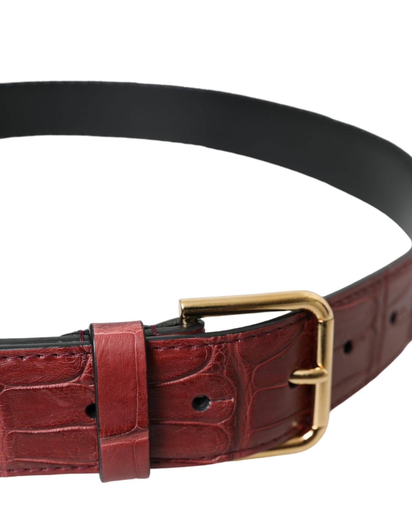 Ceinture Dolce & Gabbana en cuir d'alligator marron avec boucle en métal cloutée