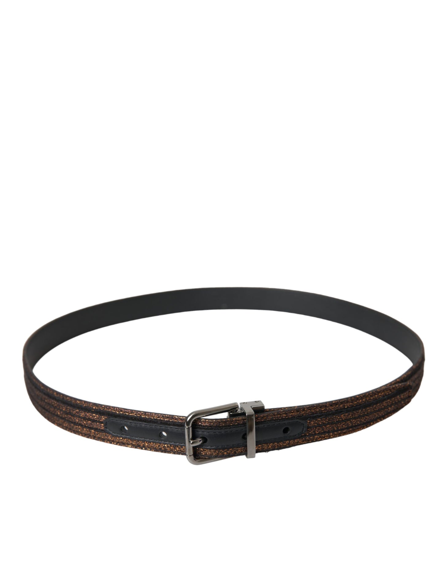 Ceinture Dolce & Gabbana à rayures jacquard dorées et boucle en métal argenté