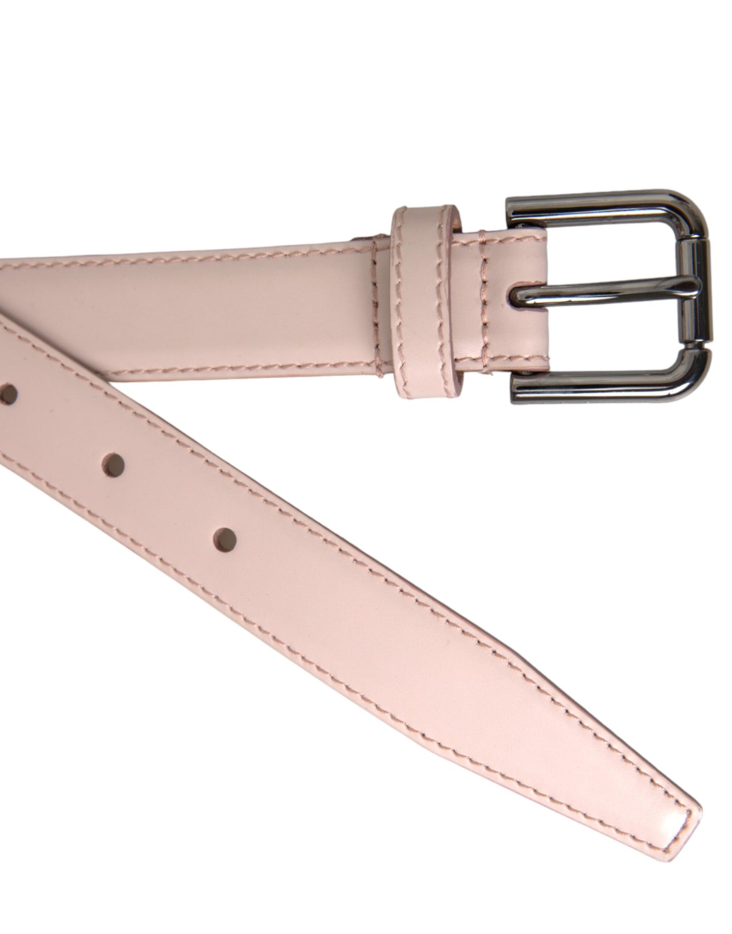 Ceinture Dolce & Gabbana en cuir rose clair avec boucle en métal argenté