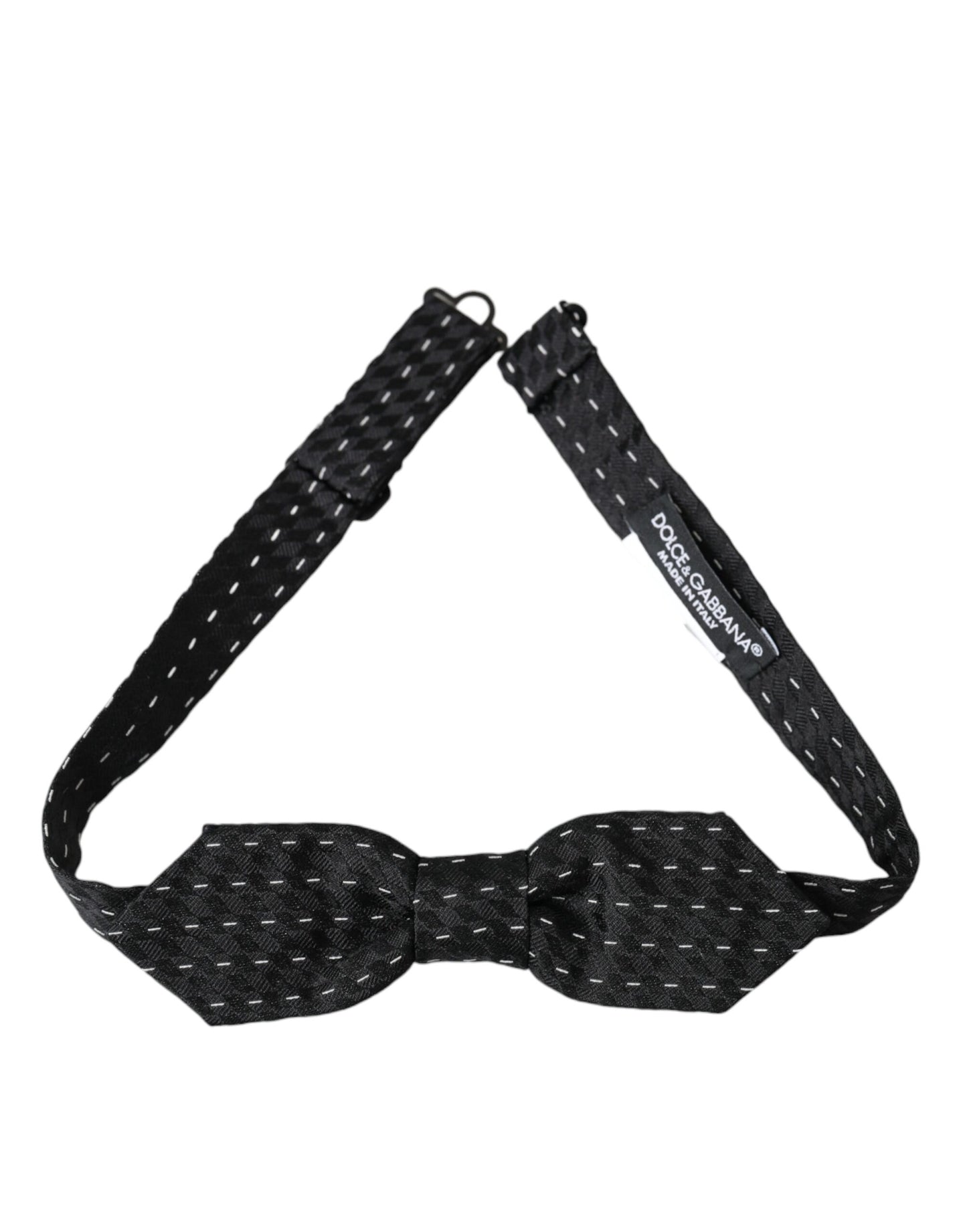 Nœud papillon homme en soie surpiqué noir et blanc Dolce & Gabbana