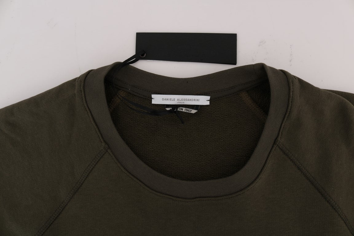 Superbe pull ras du cou en coton vert Daniele Alessandrini