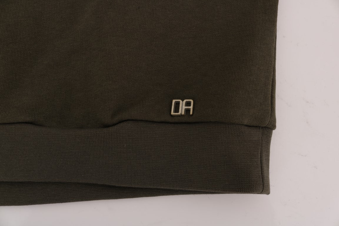 Superbe pull ras du cou en coton vert Daniele Alessandrini