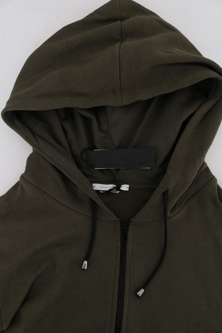 Pull à capuche zippé vert élégant Daniele Alessandrini