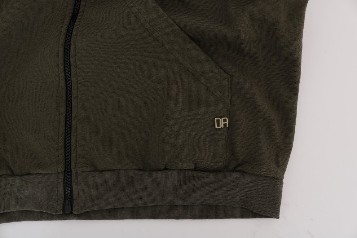 Pull à capuche zippé vert élégant Daniele Alessandrini