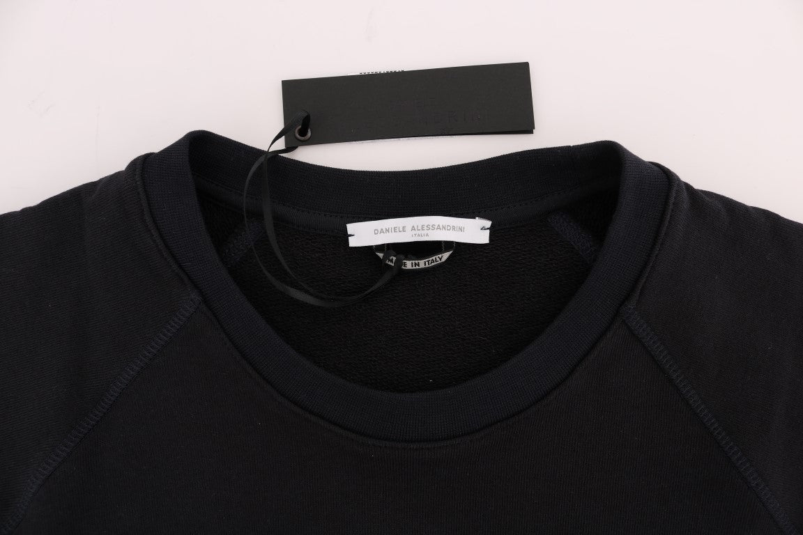 Pull ras du cou en coton bleu foncé chic Daniele Alessandrini