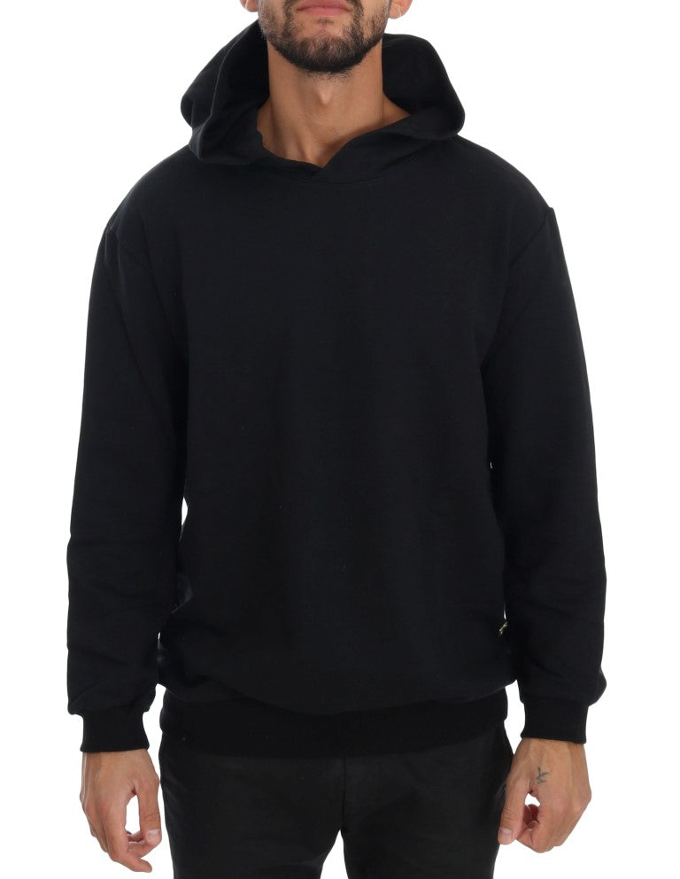 Pull à capuche élégant en coton noir Daniele Alessandrini
