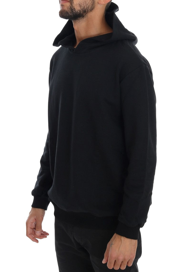 Pull à capuche élégant en coton noir Daniele Alessandrini