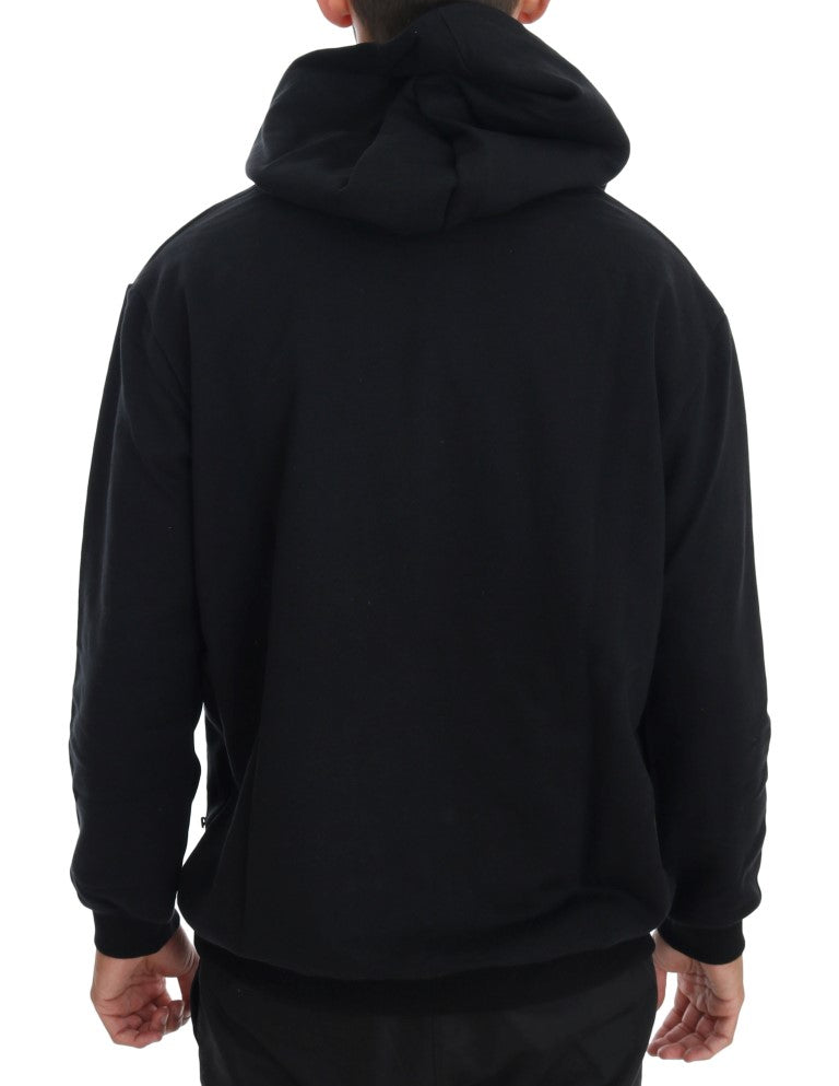 Pull à capuche élégant en coton noir Daniele Alessandrini