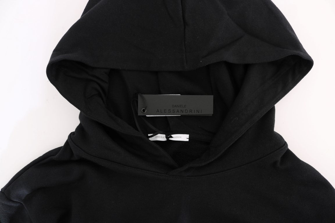 Pull à capuche élégant en coton noir Daniele Alessandrini