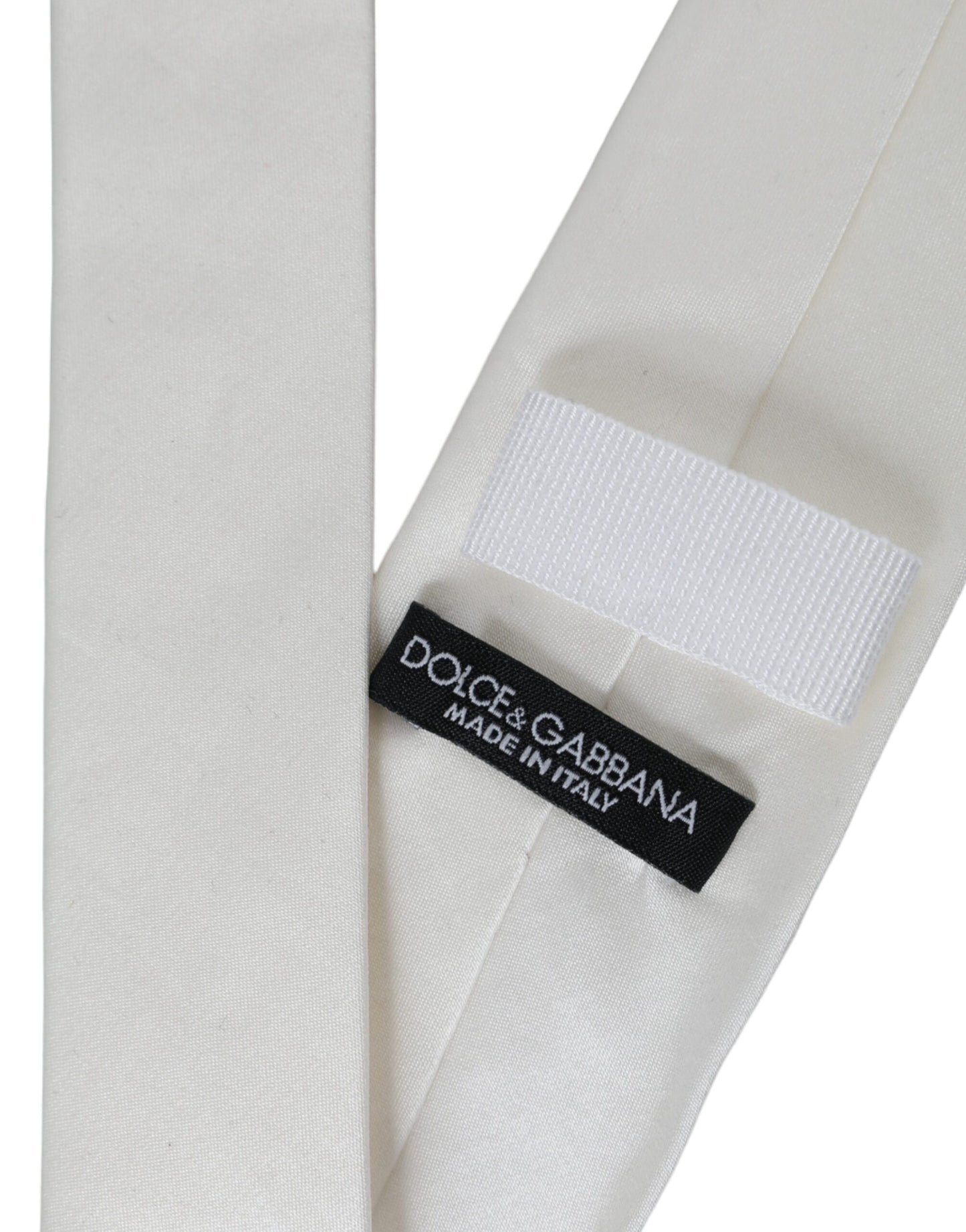 Cravate ajustable en soie mélangée blanche Dolce & Gabbana pour homme