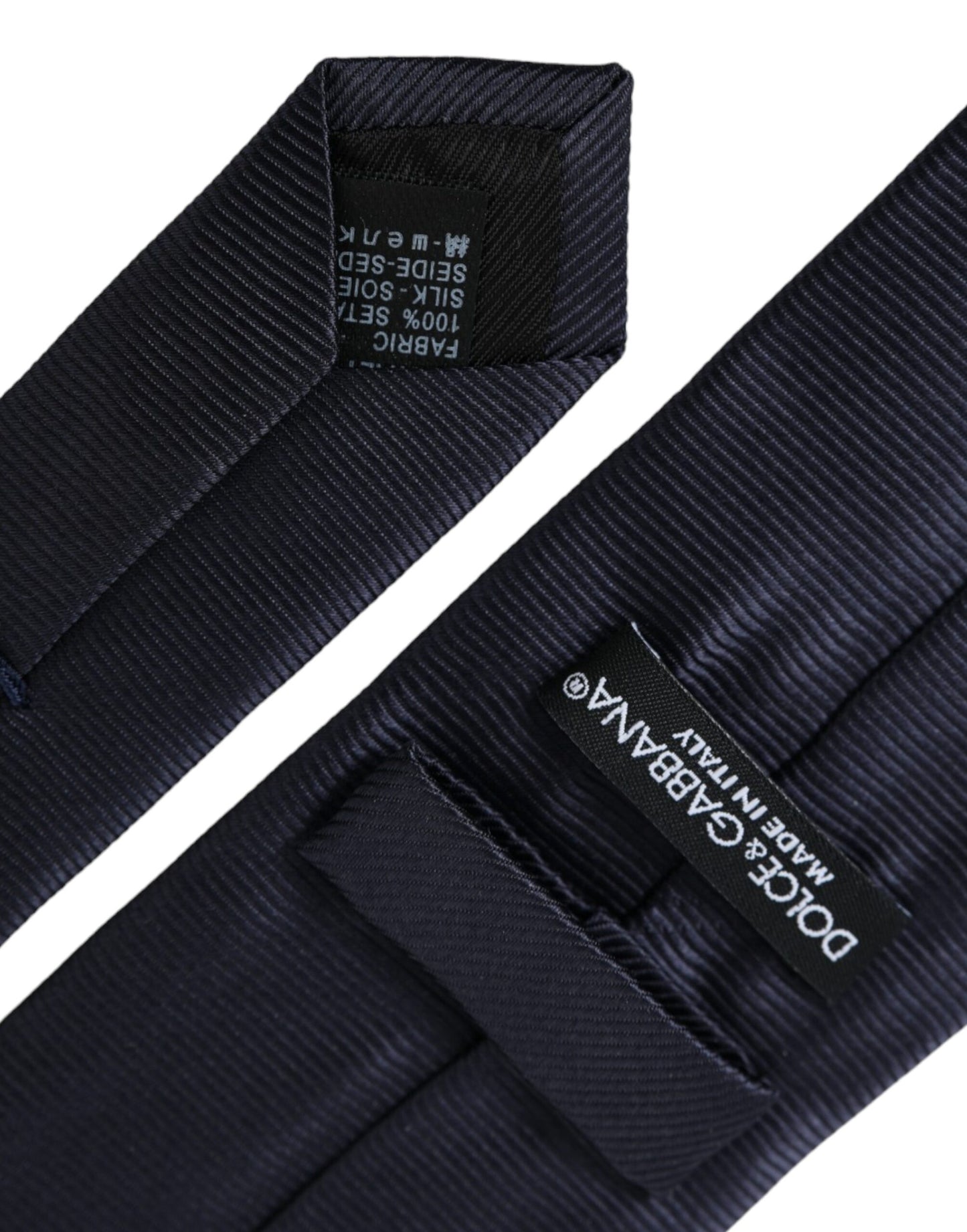 Cravate ajustable en soie unie bleue Dolce & Gabbana pour homme