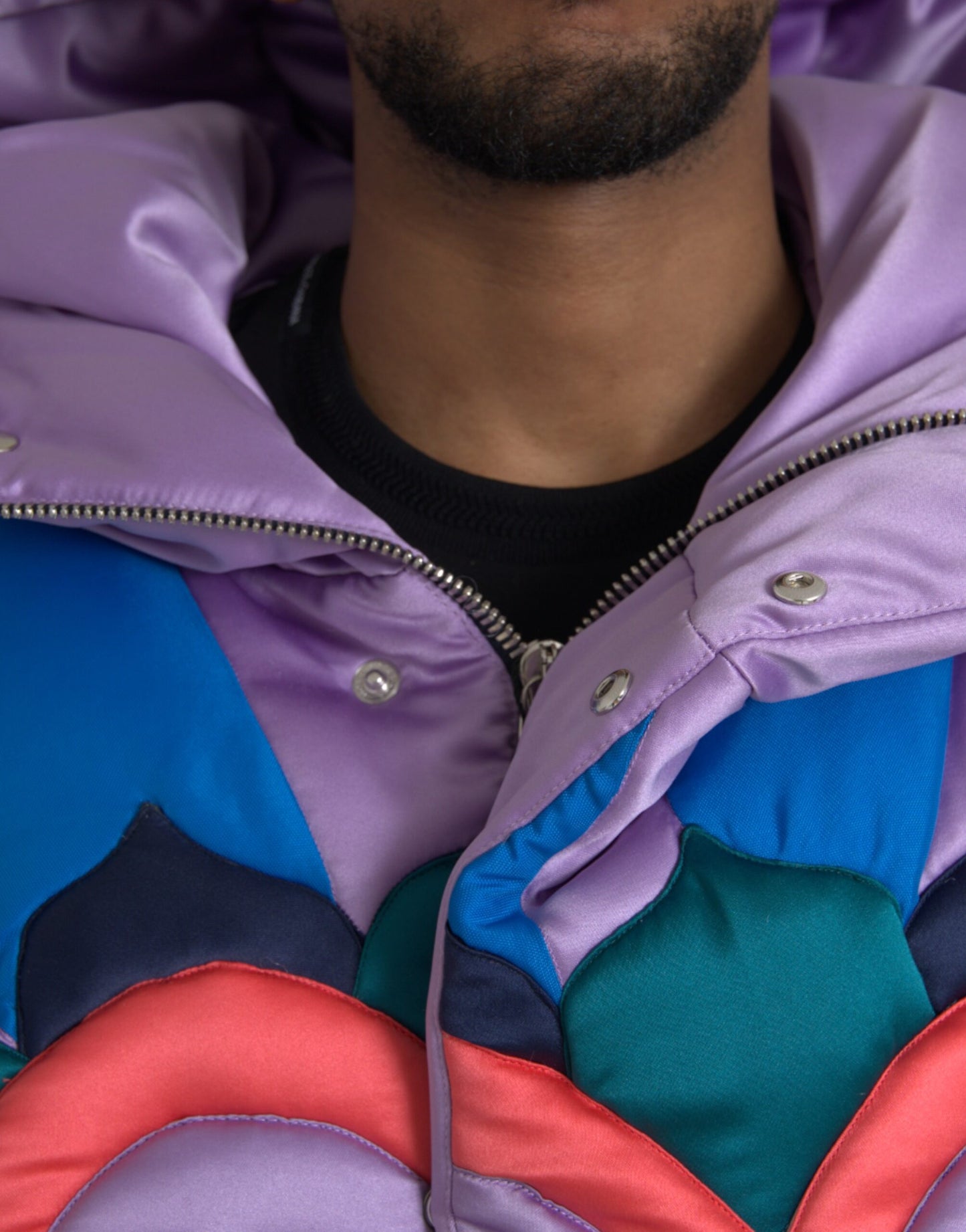 Dolce & Gabbana Multicolor Heart Logo Hooded Puffer Jacket by Dolce & Gabbana