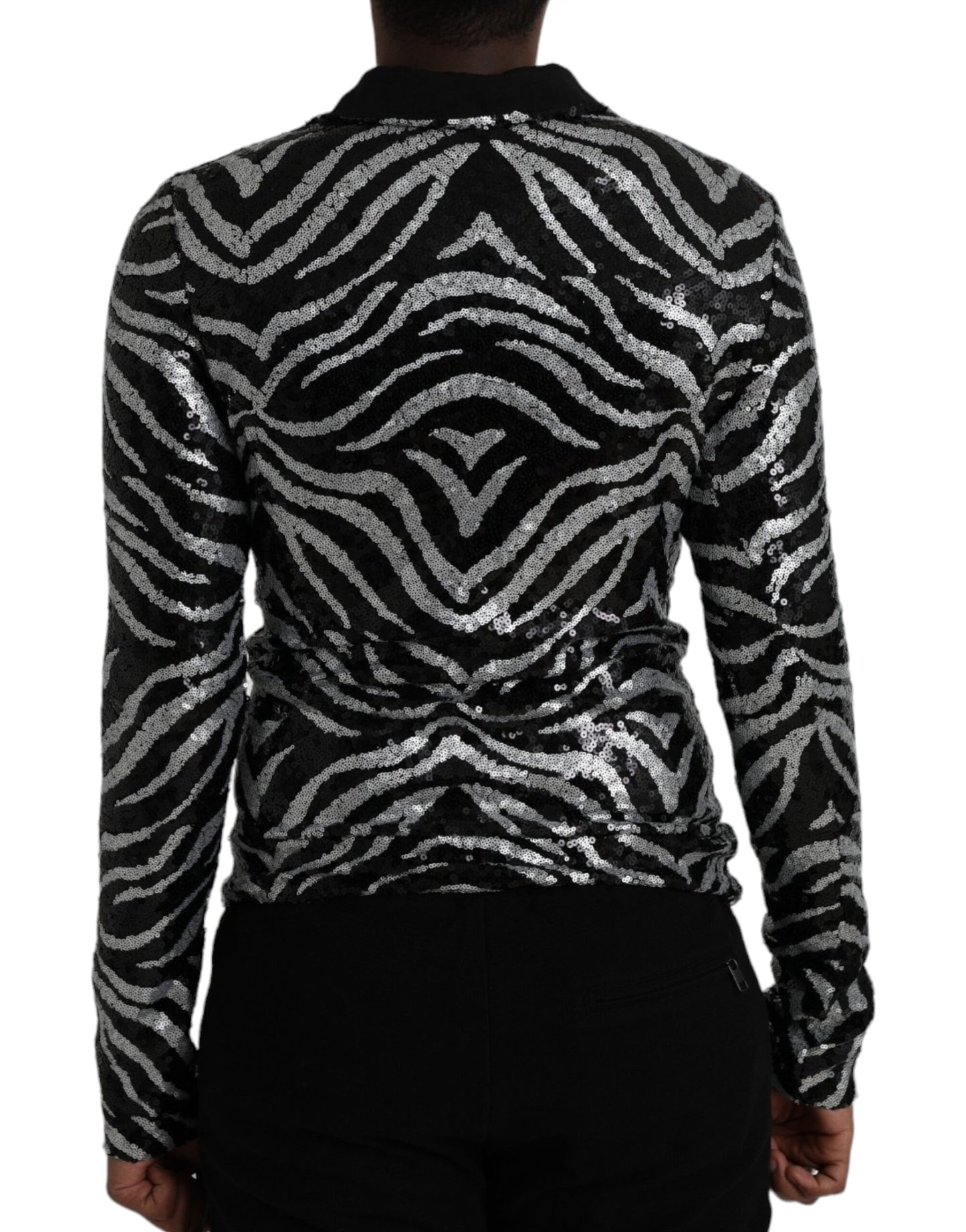 Dolce & Gabbana Black Silver Sequined Polyester Sweater by Dolce & Gabbana