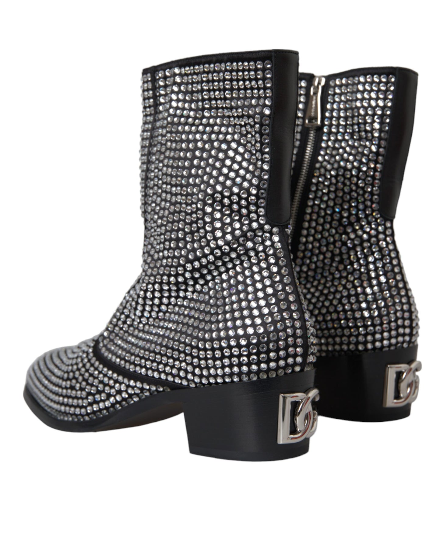 Bottines Chelsea noires à strass et cristaux Dolce & Gabbana