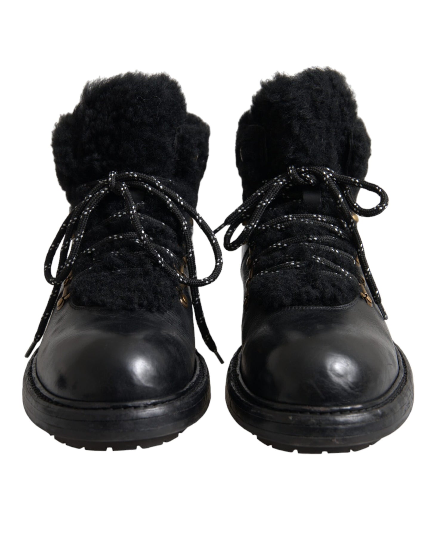 Bottes en peau lainée Bernini en cuir noir Dolce & Gabbana