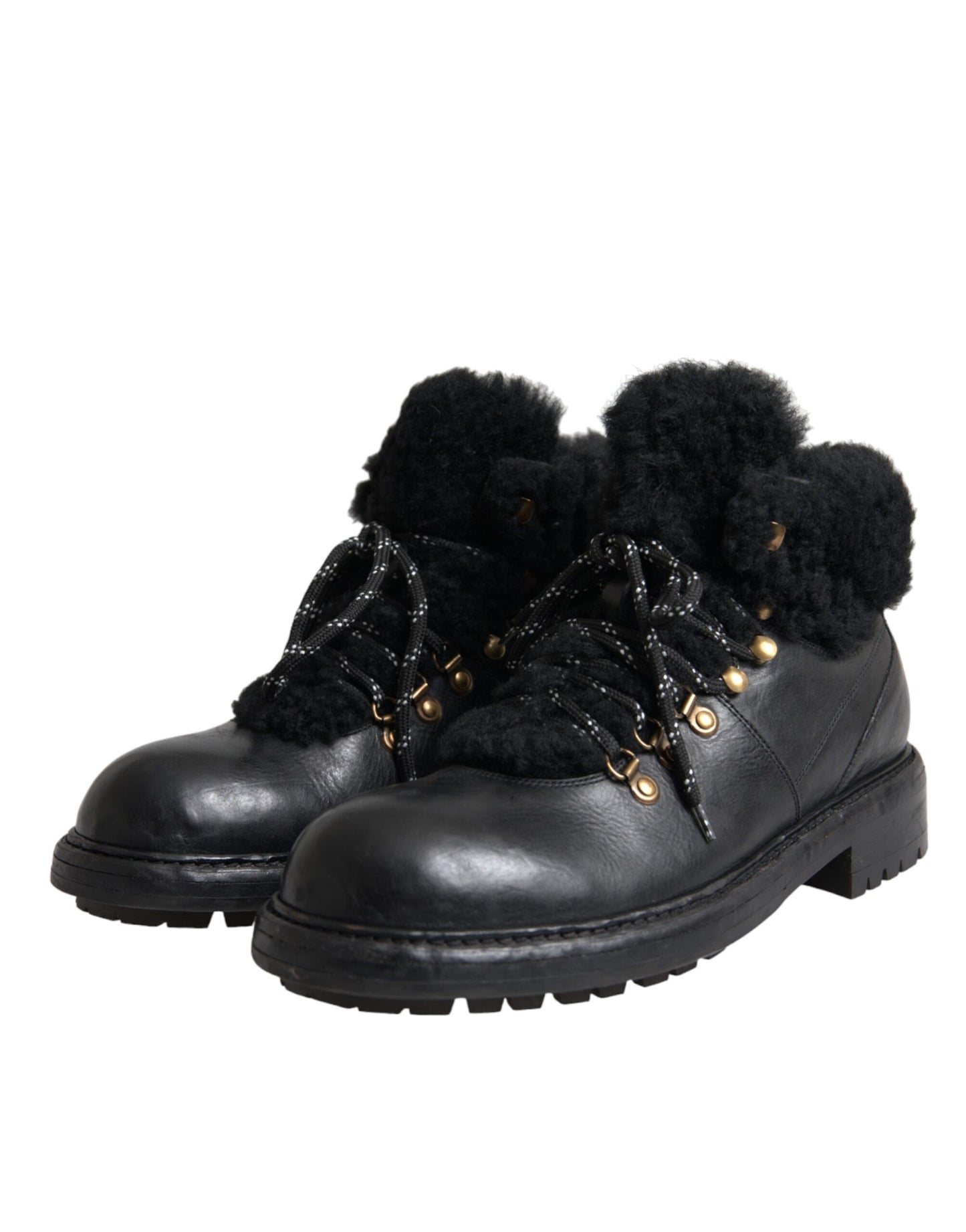 Bottes en peau lainée Bernini en cuir noir Dolce & Gabbana