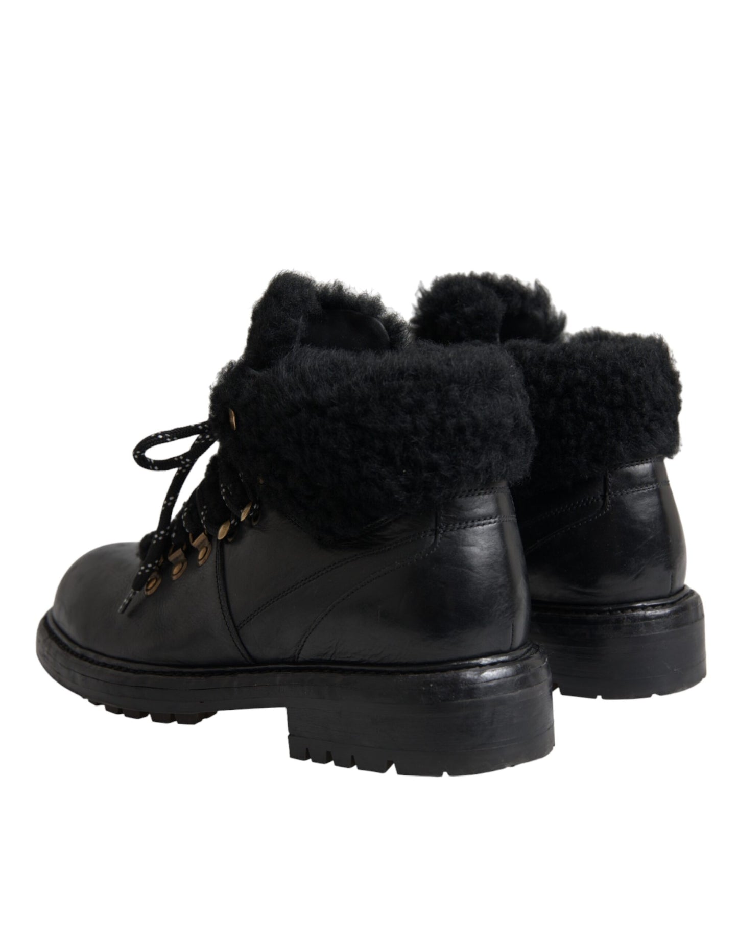 Bottes en peau lainée Bernini en cuir noir Dolce & Gabbana