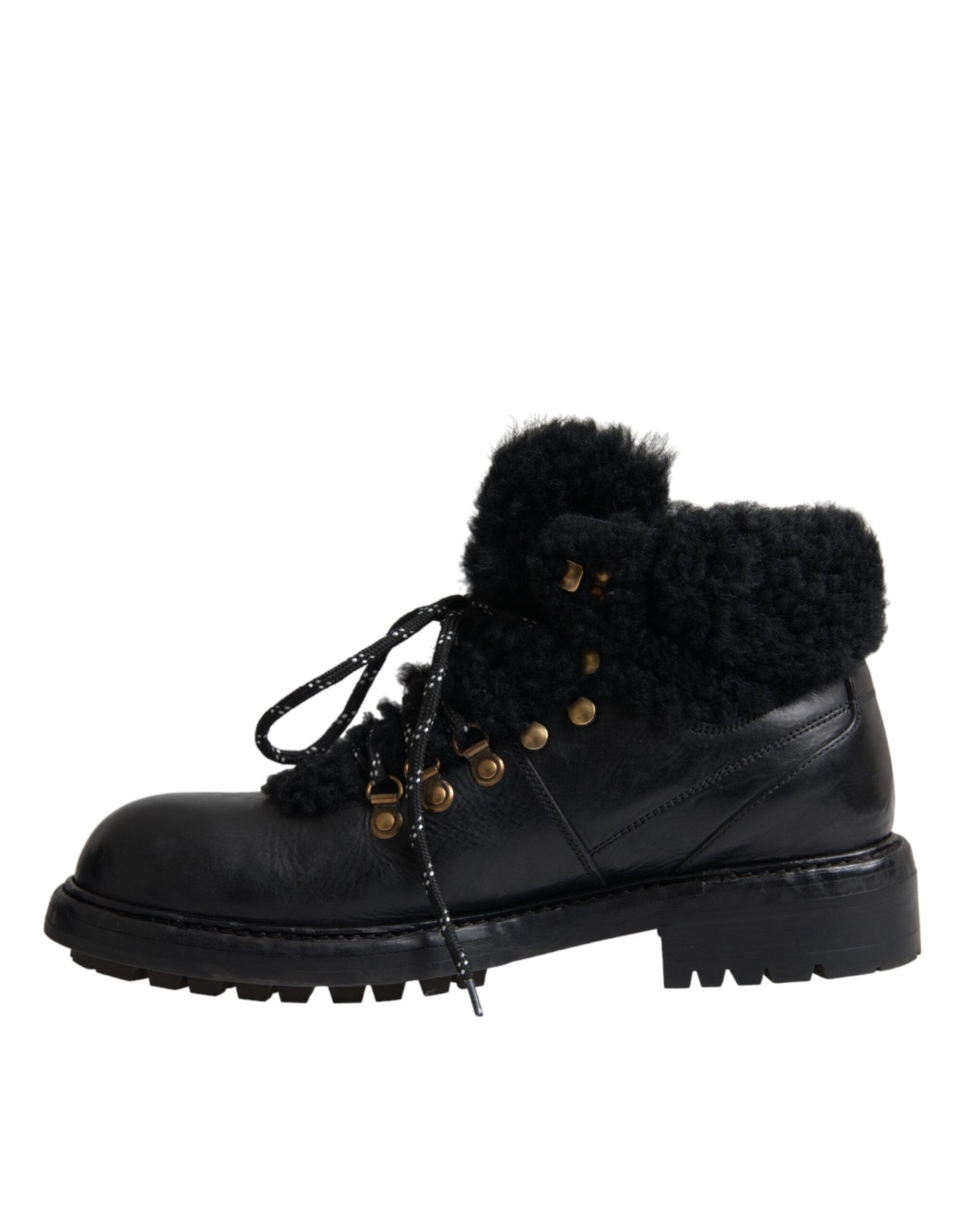 Bottes en peau lainée Bernini en cuir noir Dolce & Gabbana