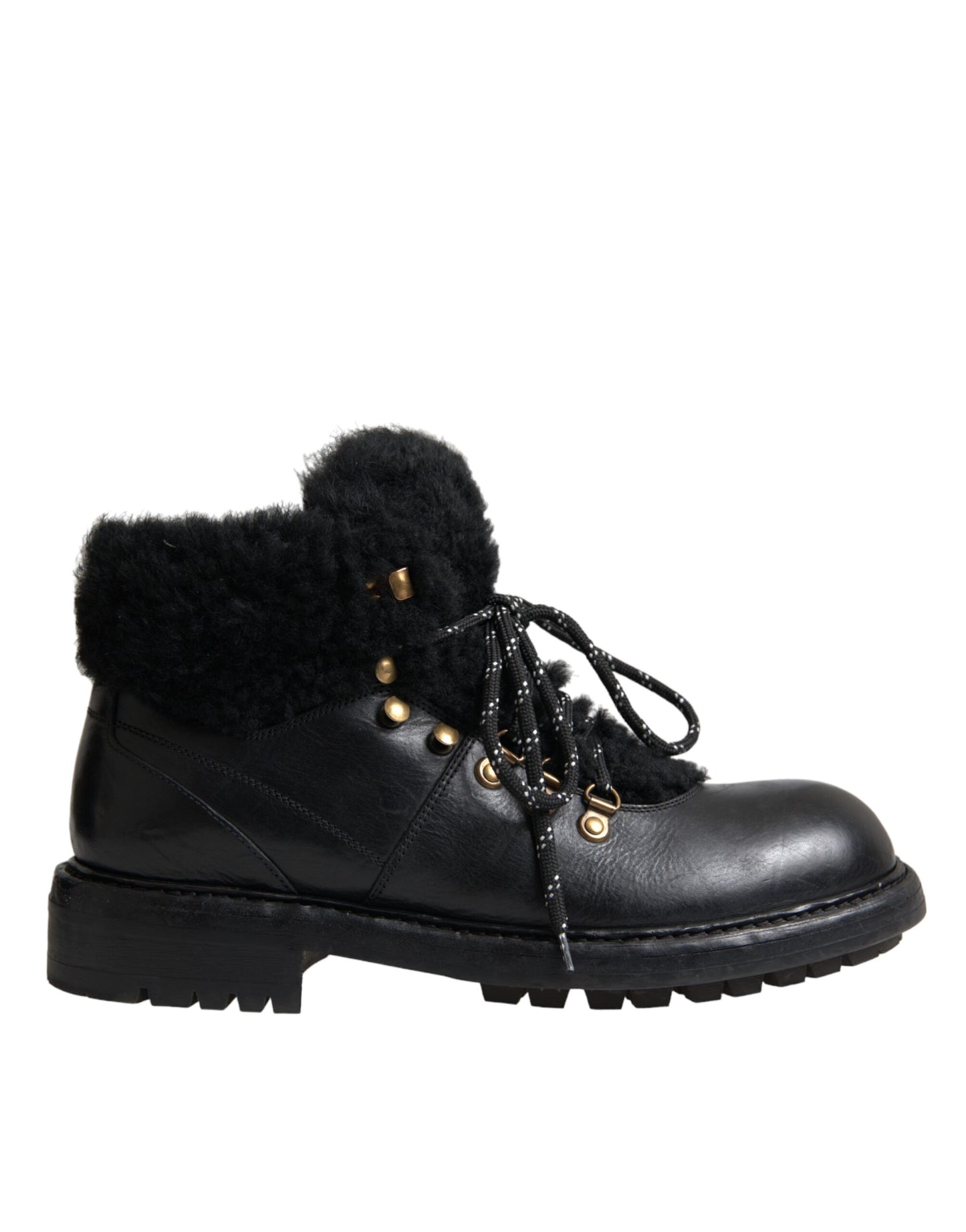 Bottes en peau lainée Bernini en cuir noir Dolce & Gabbana