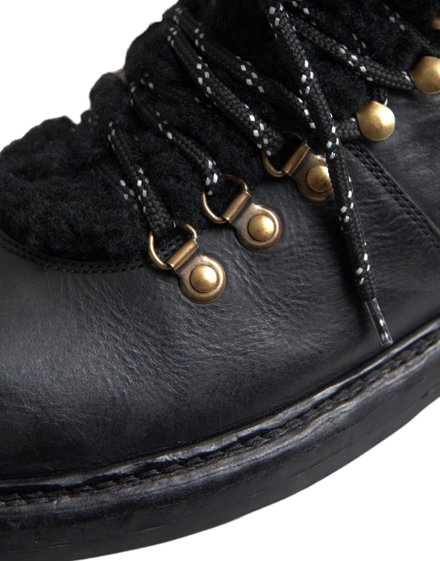 Bottes en peau lainée Bernini en cuir noir Dolce & Gabbana
