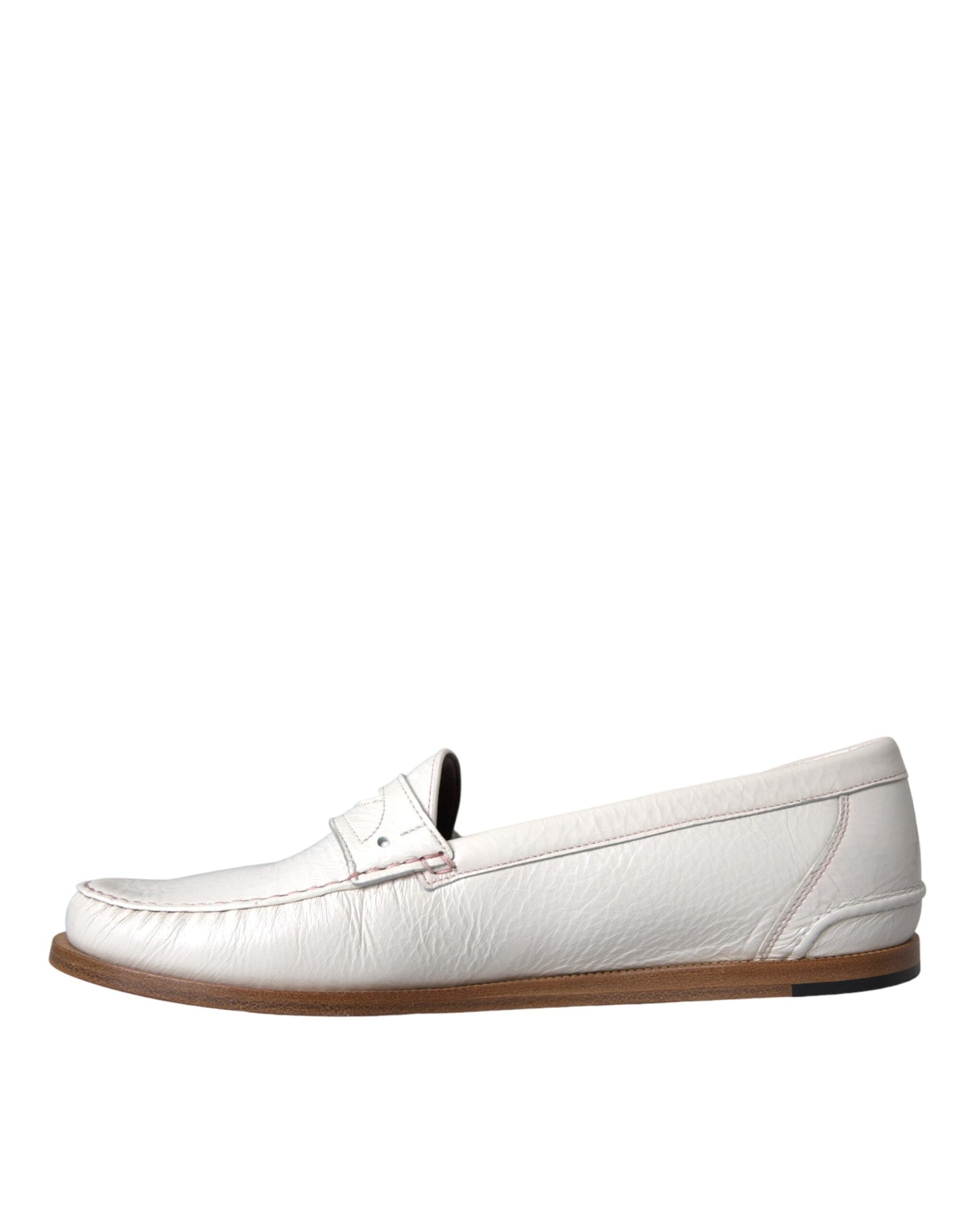 Mocassins à enfiler en cuir blanc Dolce & Gabbana