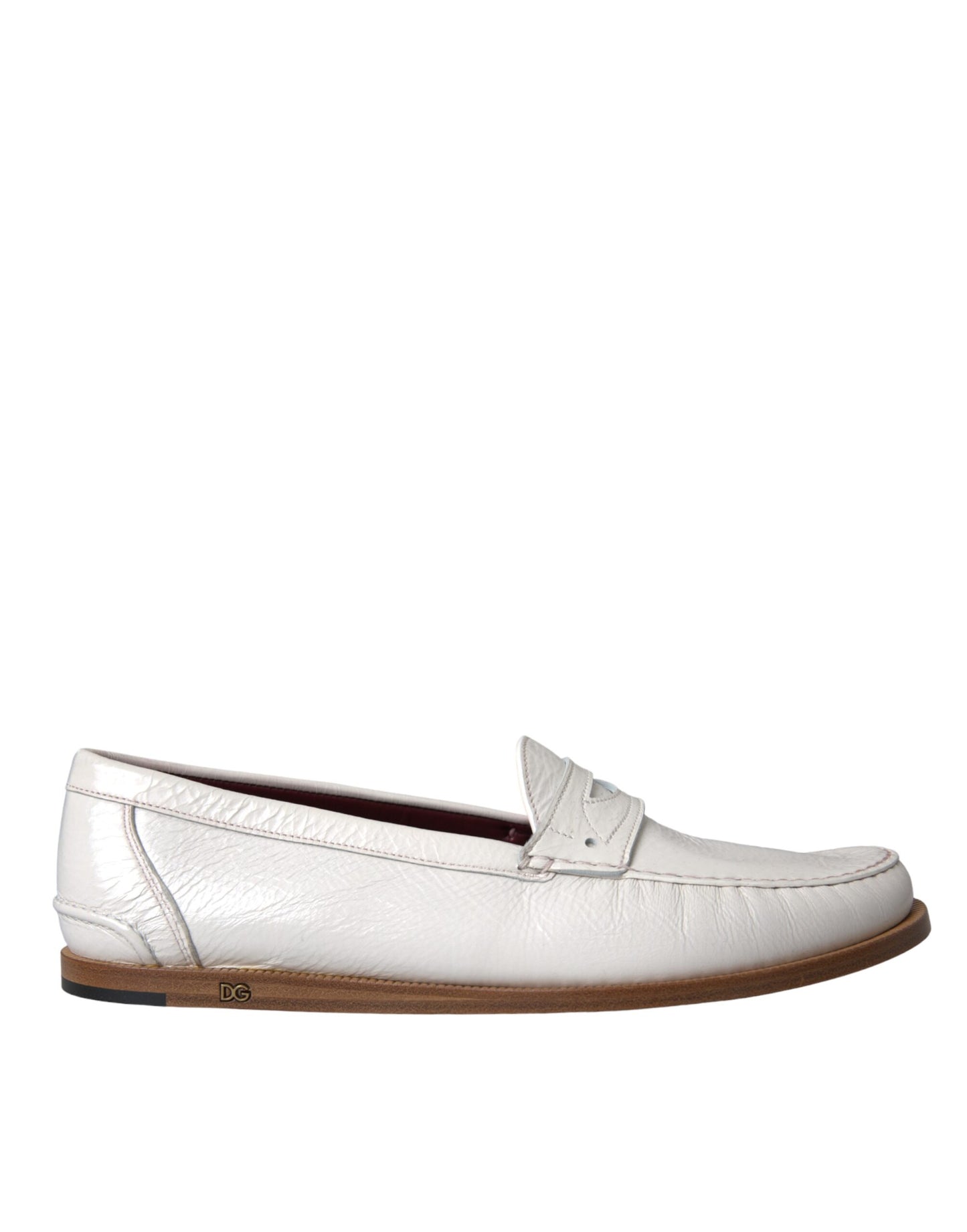 Mocassins à enfiler en cuir blanc Dolce & Gabbana