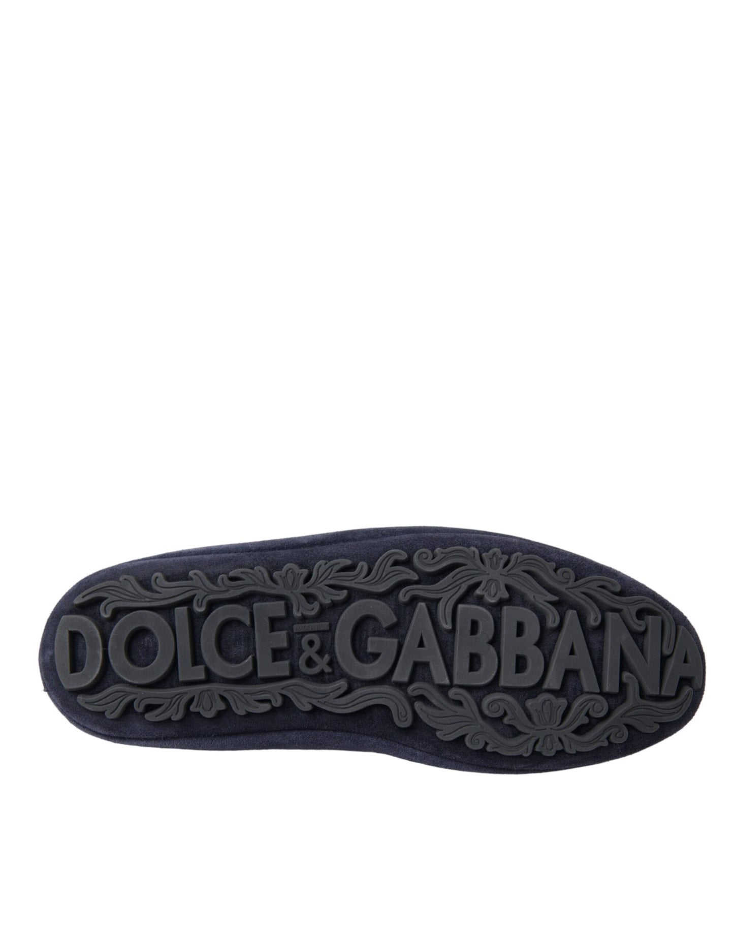 Mocassins Dolce & Gabbana en cuir bleu et daim avec couronne en cristal