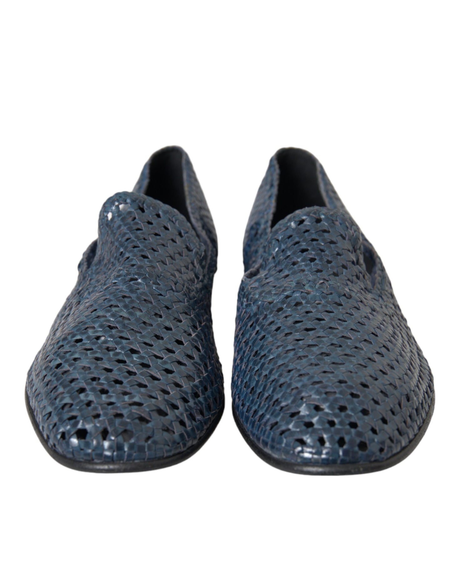 Mocassins à enfiler en cuir tressé bleu Dolce & Gabbana pour homme