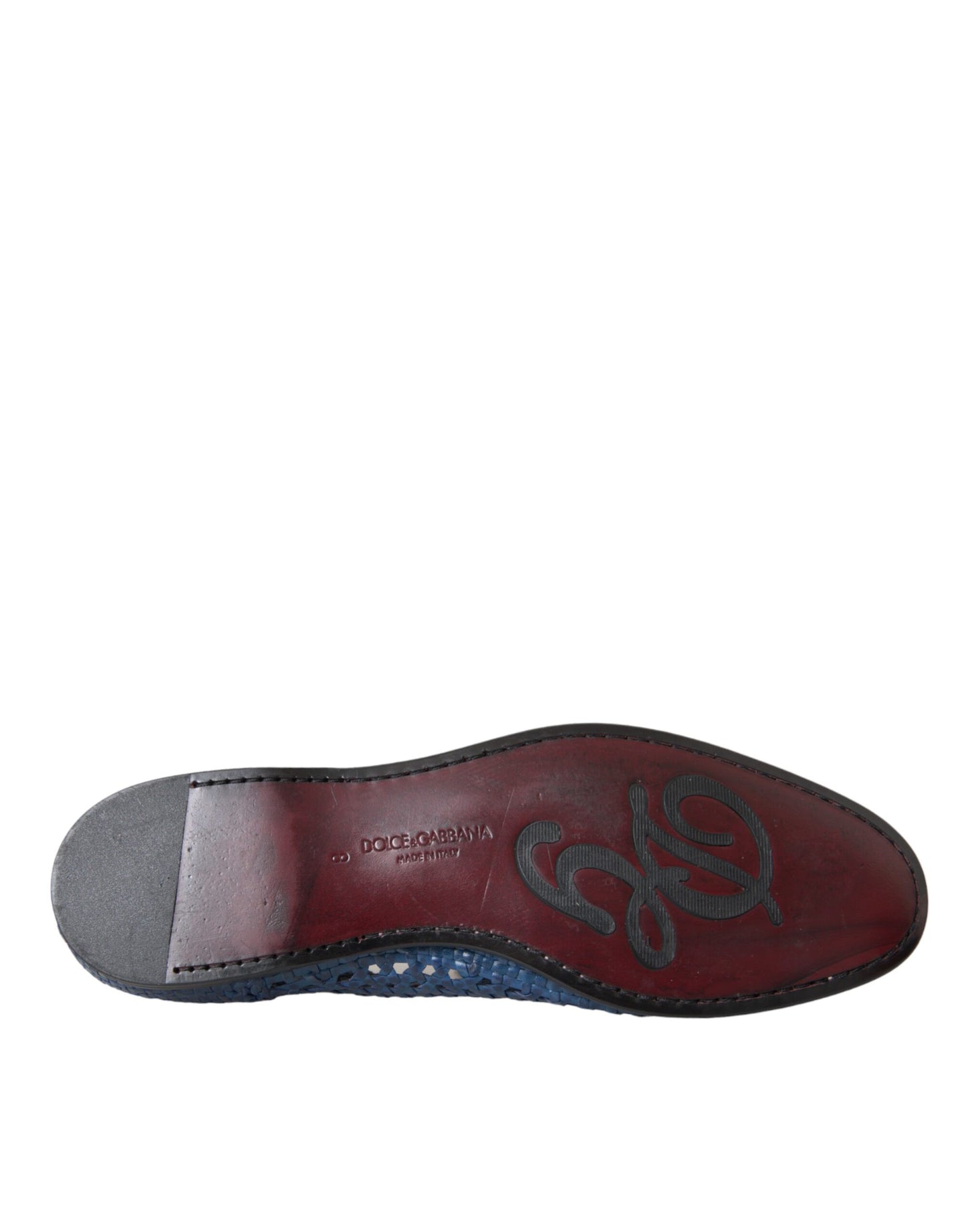 Mocassins à enfiler en cuir tressé bleu Dolce & Gabbana pour homme