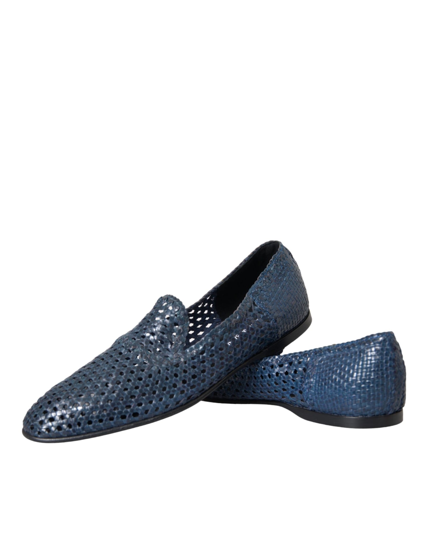 Mocassins à enfiler en cuir tressé bleu Dolce & Gabbana pour homme