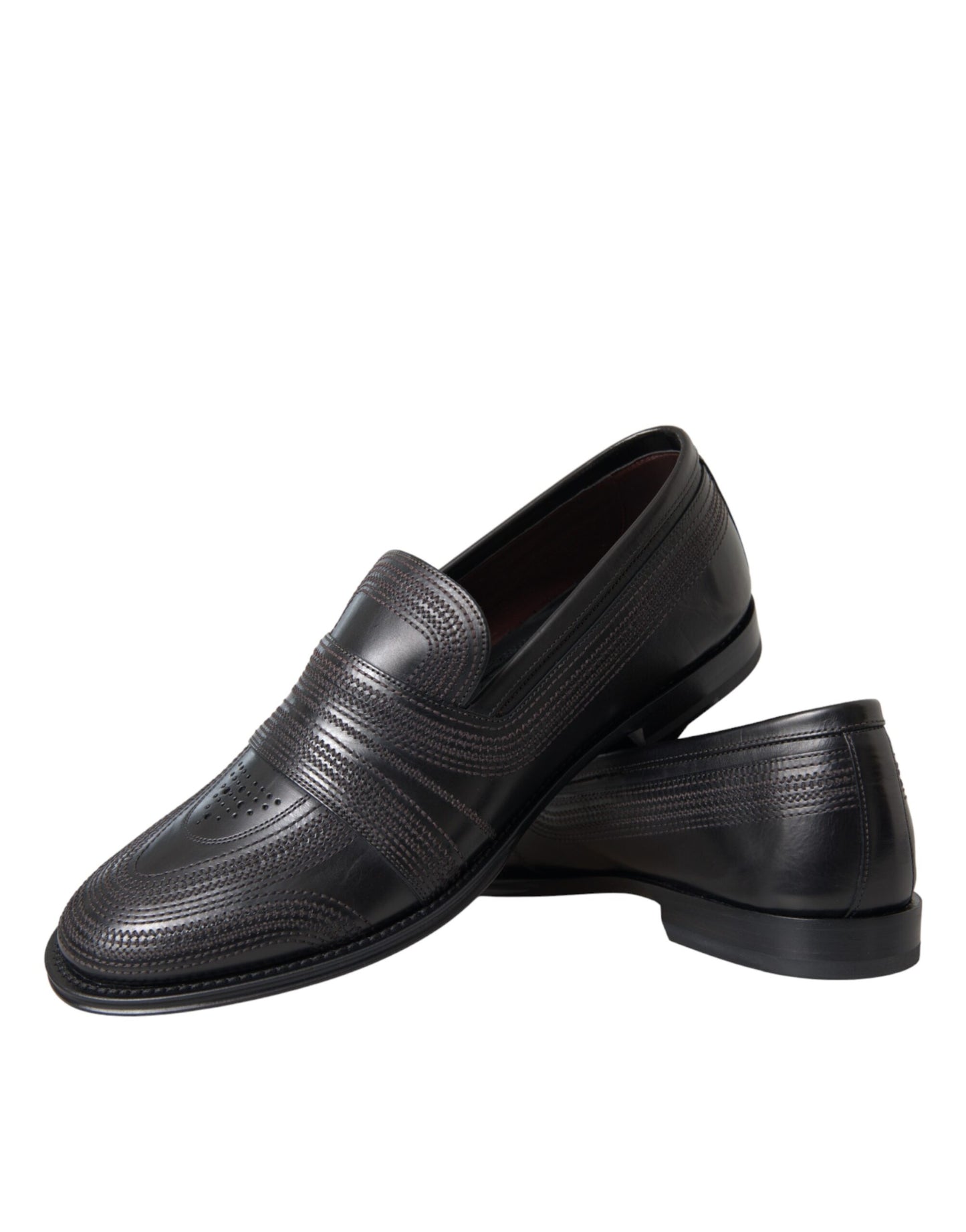 Mocassins en cuir noir et marron Dolce & Gabbana pour homme