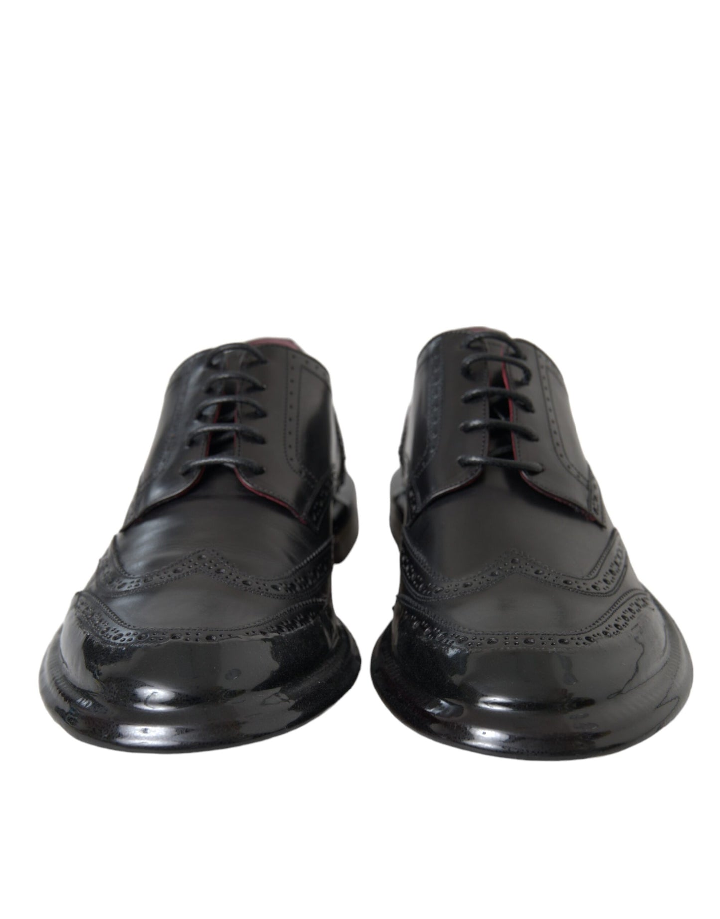 Chaussures habillées à bout golf en cuir noir Dolce & Gabbana pour homme