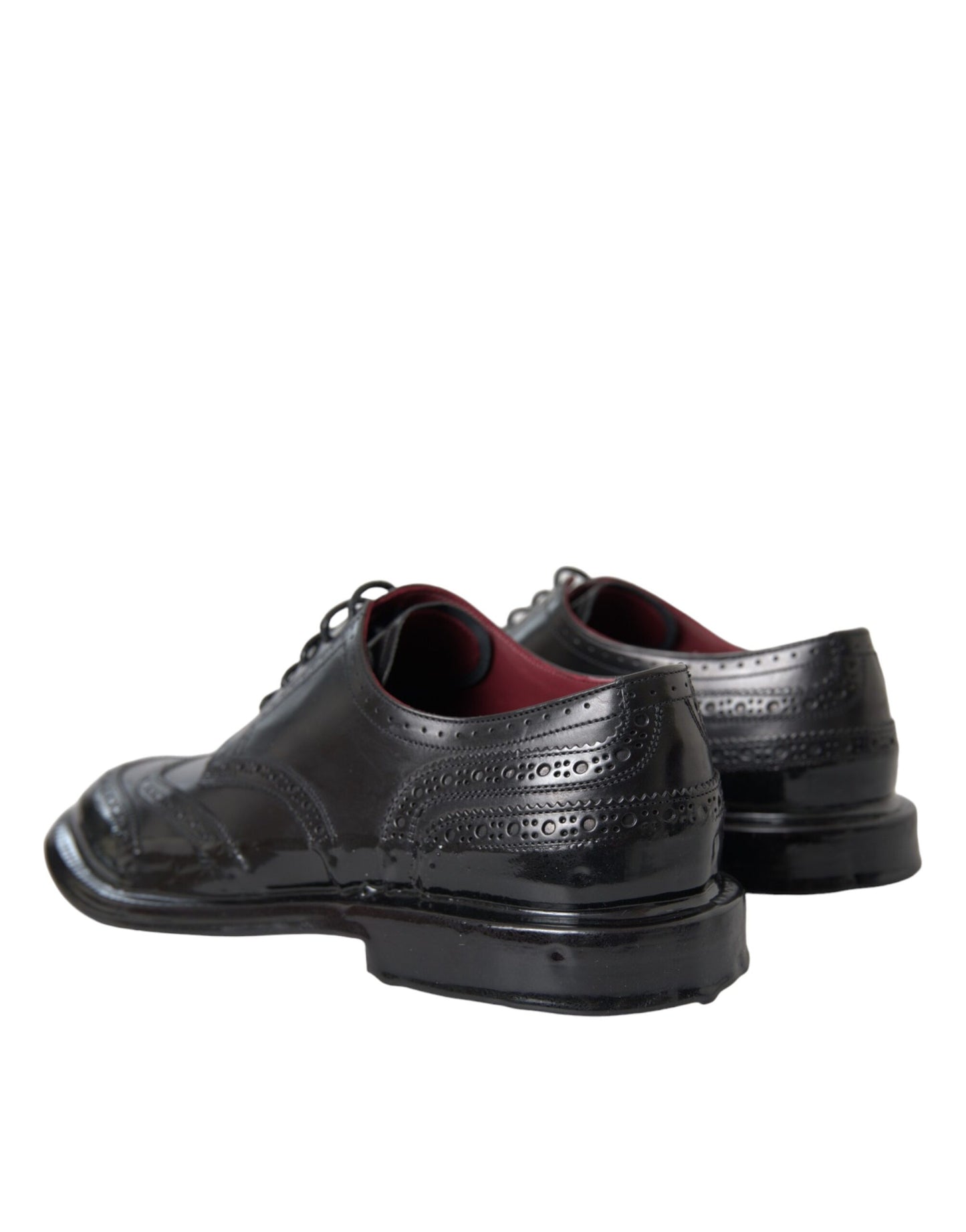 Chaussures habillées à bout golf en cuir noir Dolce & Gabbana pour homme