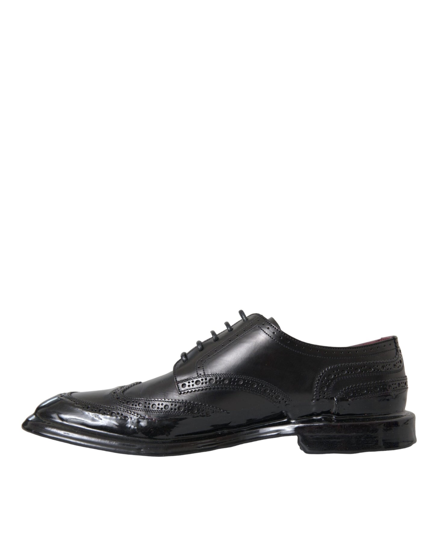 Chaussures habillées à bout golf en cuir noir Dolce & Gabbana pour homme