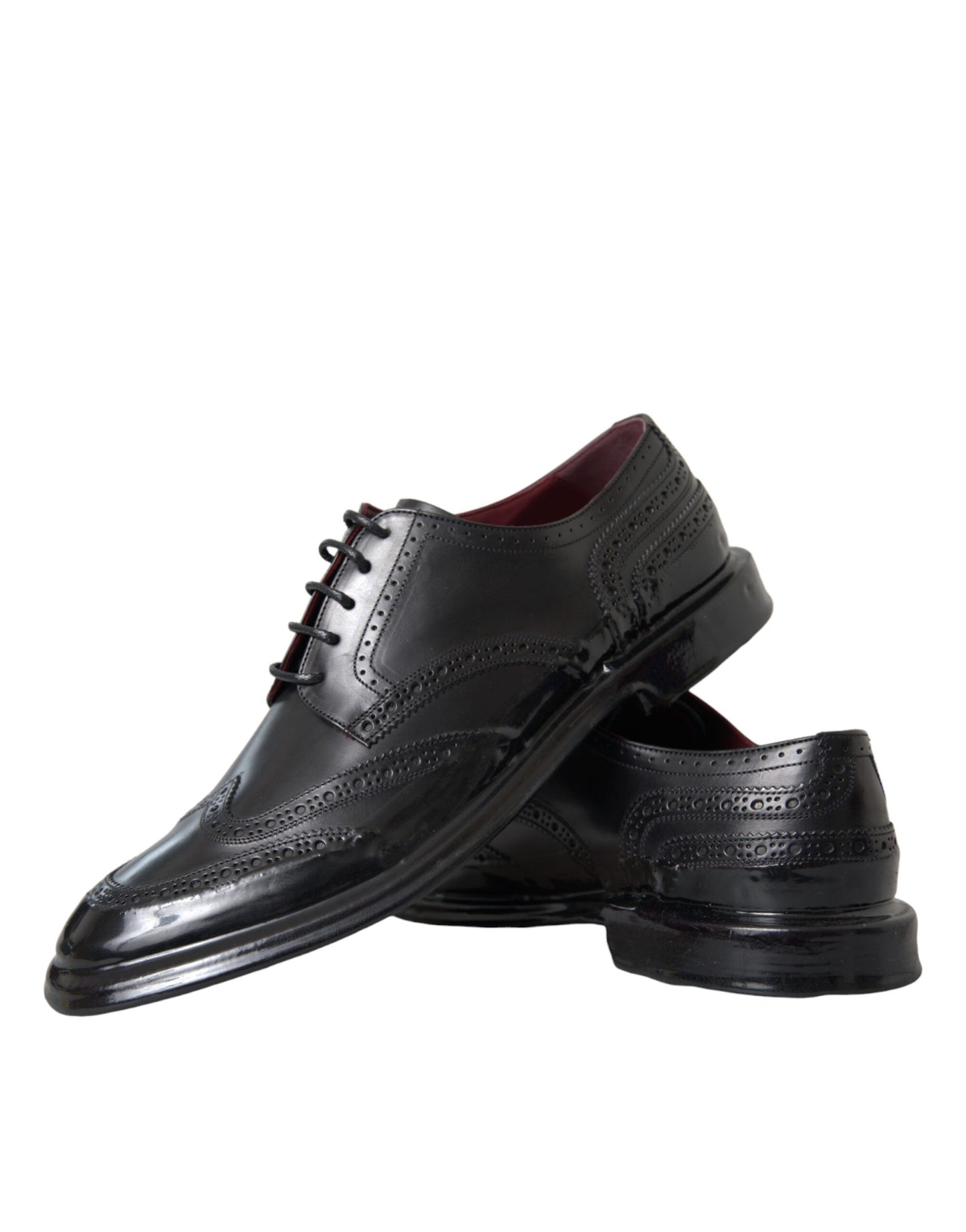Chaussures habillées à bout golf en cuir noir Dolce & Gabbana pour homme