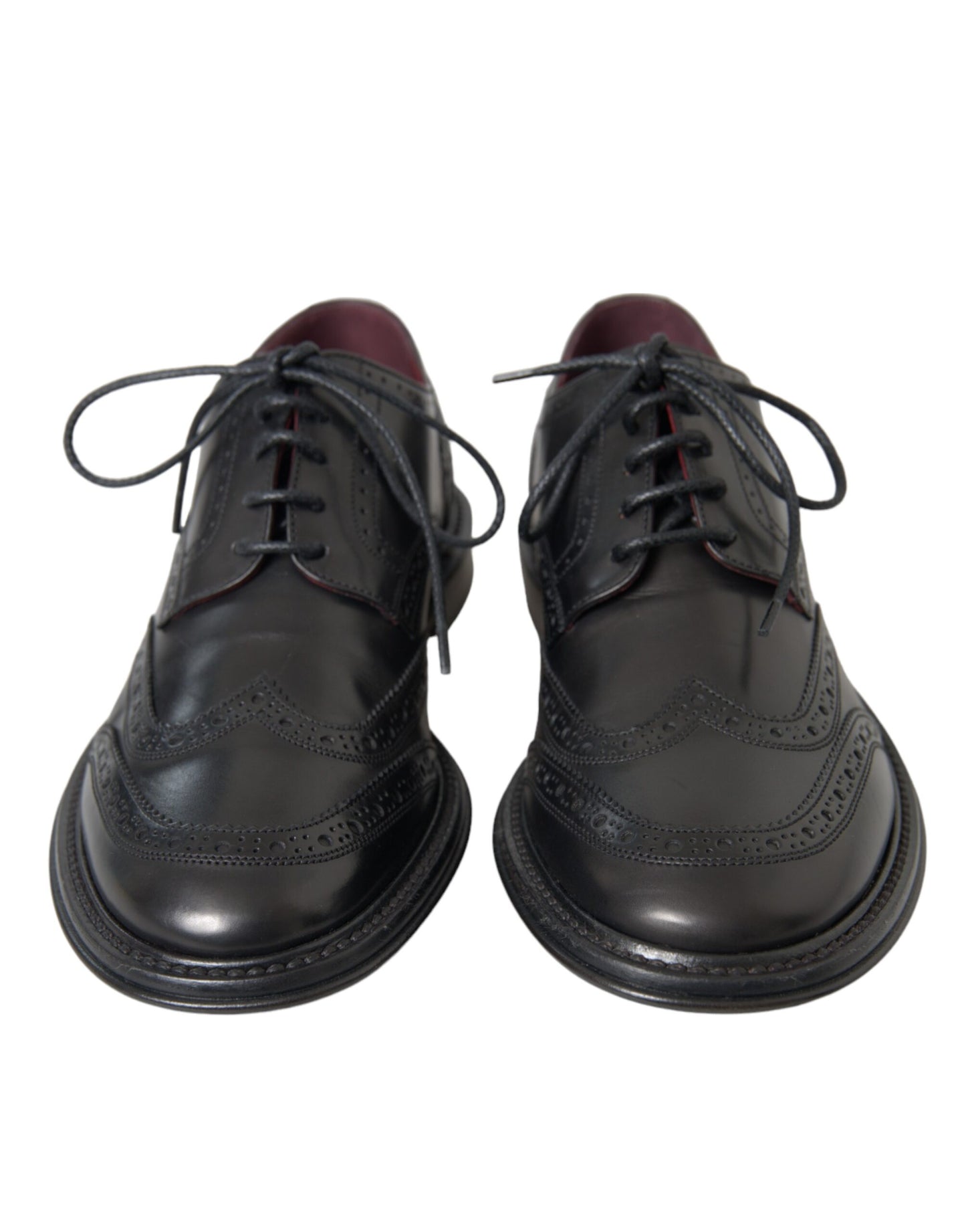Chaussures habillées à bout golf en cuir noir Dolce & Gabbana pour homme