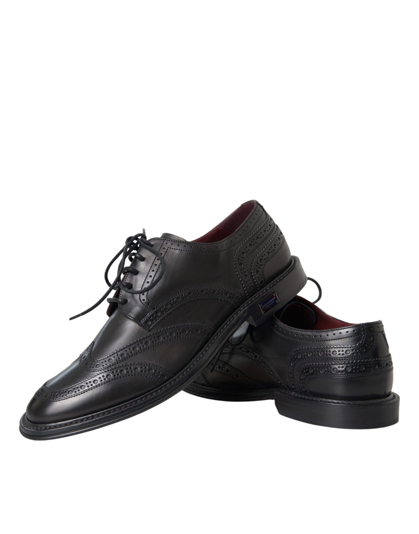 Chaussures habillées à bout golf en cuir noir Dolce & Gabbana pour homme