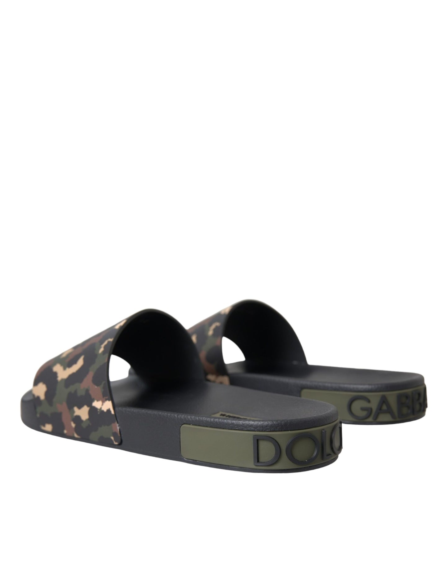 Chaussures de plage en cuir camouflage multicolore Dolce & Gabbana pour homme