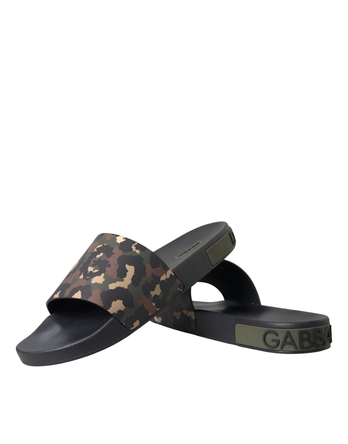 Chaussures de plage en cuir camouflage multicolore Dolce & Gabbana pour homme