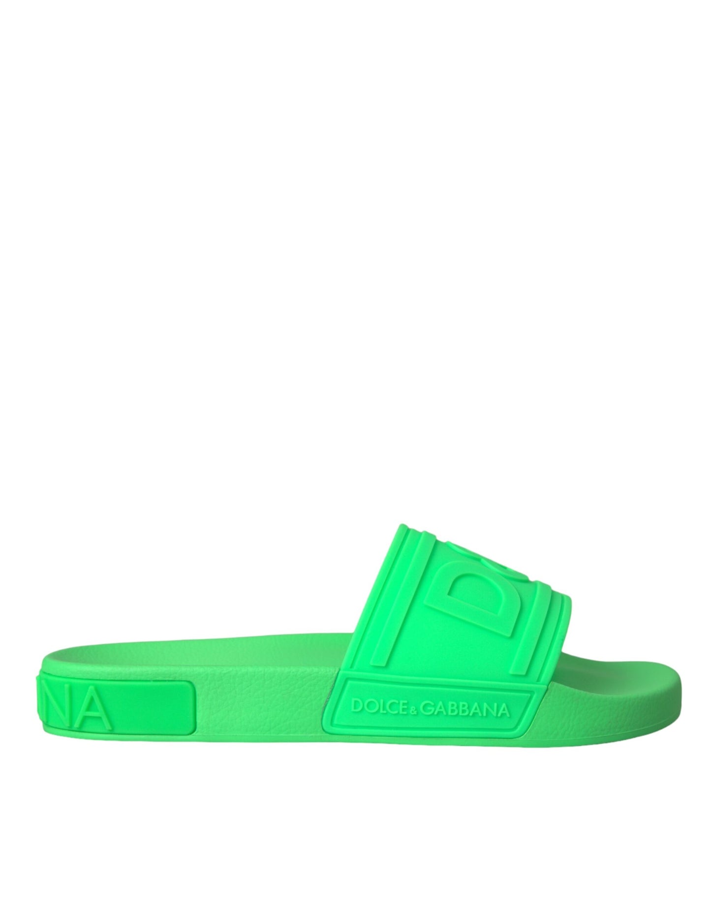 Sandales à enfiler en cuir vert Dolce & Gabbana, chaussures de plage