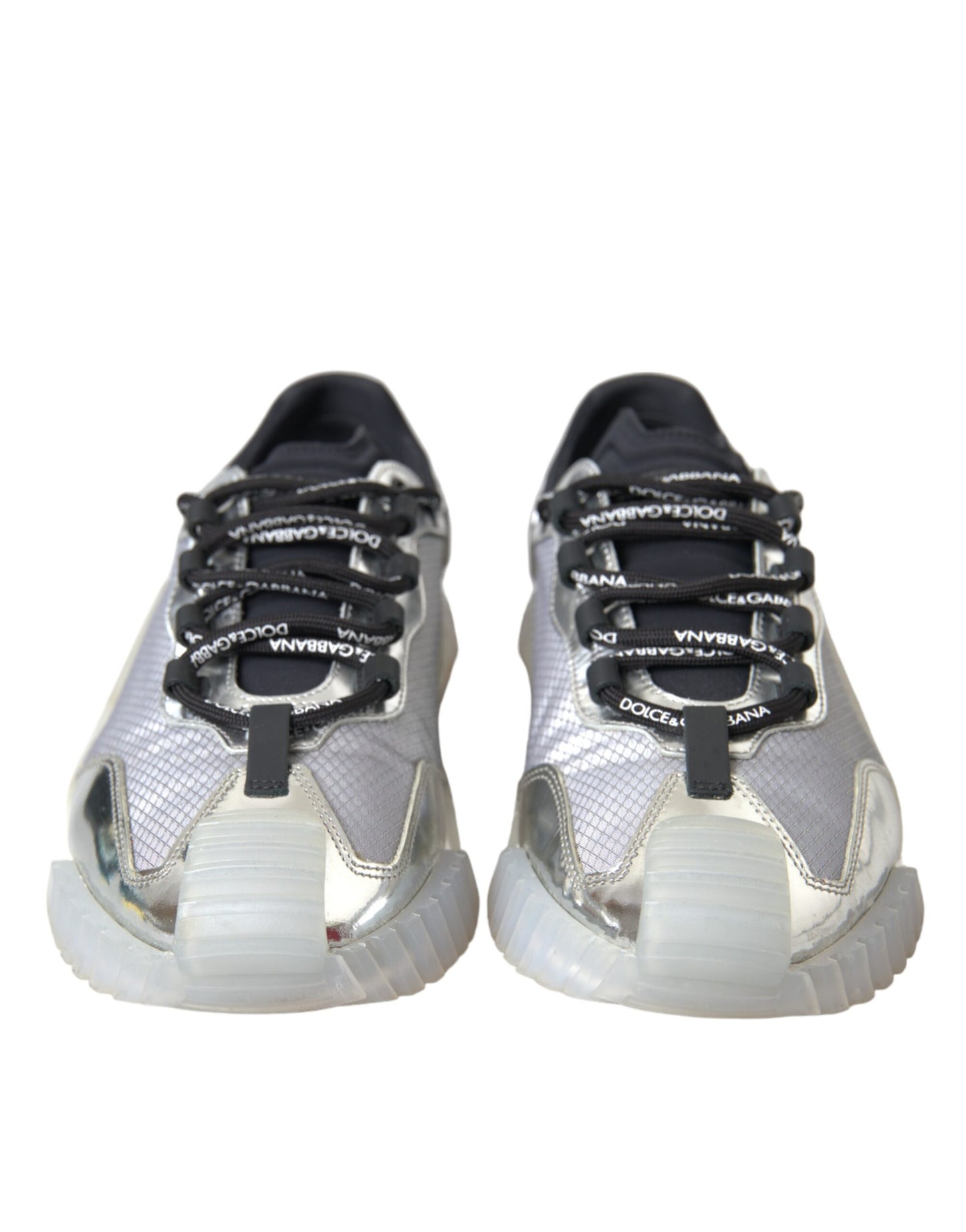Dolce & Gabbana Silver Black Nylon NS1 Low Top Sneakers Men Shoes by Dolce & Gabbana