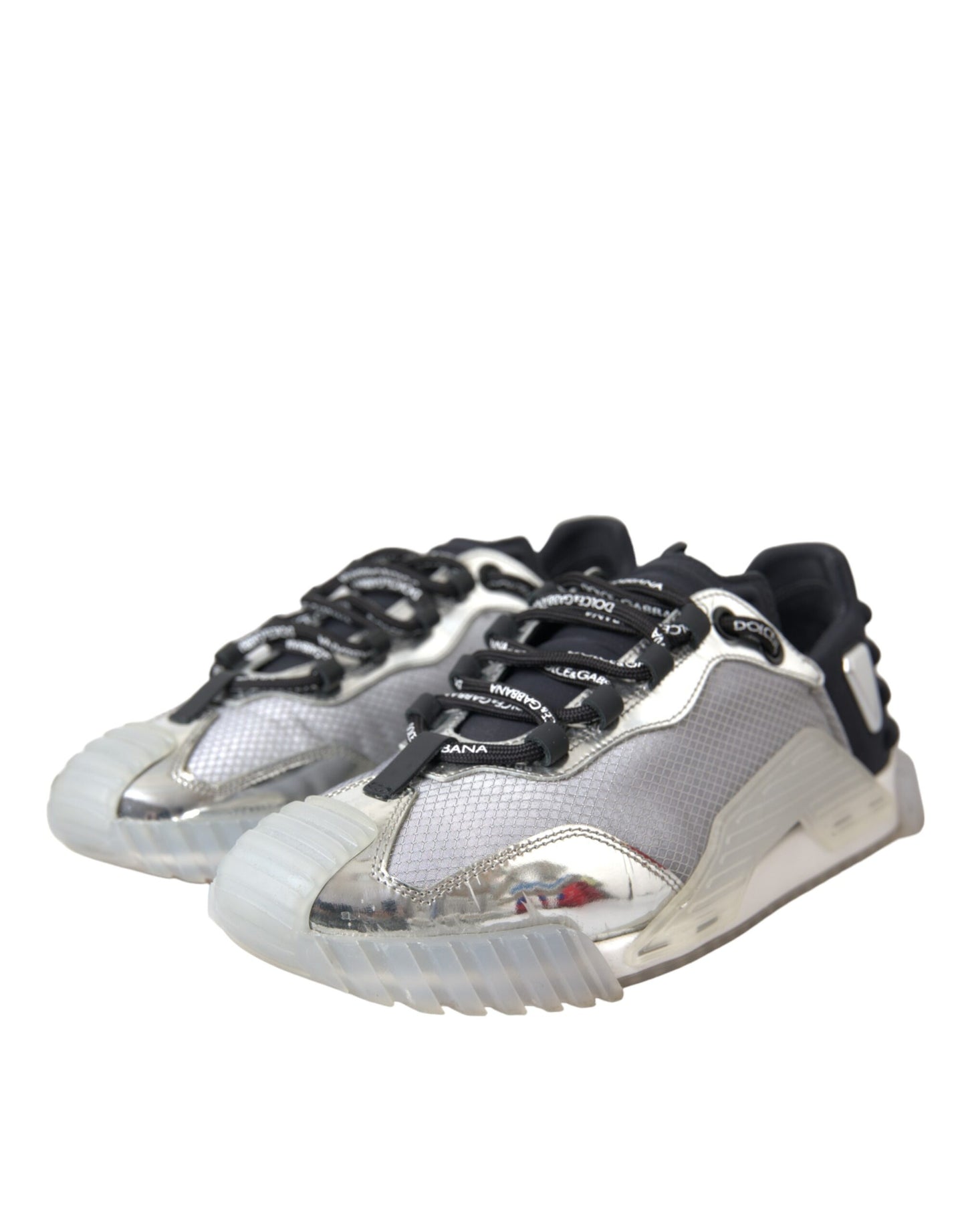 Dolce & Gabbana Silver Black Nylon NS1 Low Top Sneakers Men Shoes by Dolce & Gabbana